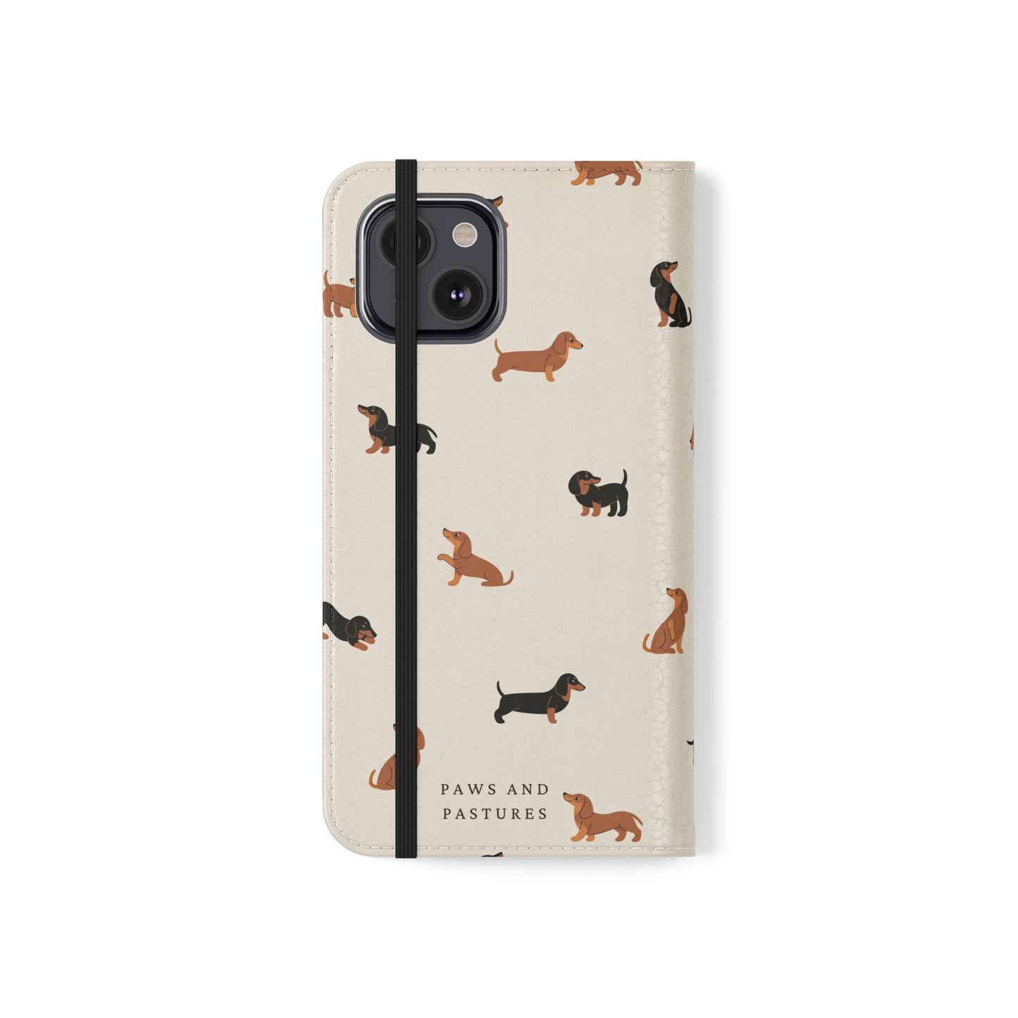 Dachshund Pattern Flip Phone Case — Wallet Folio with Card Slots