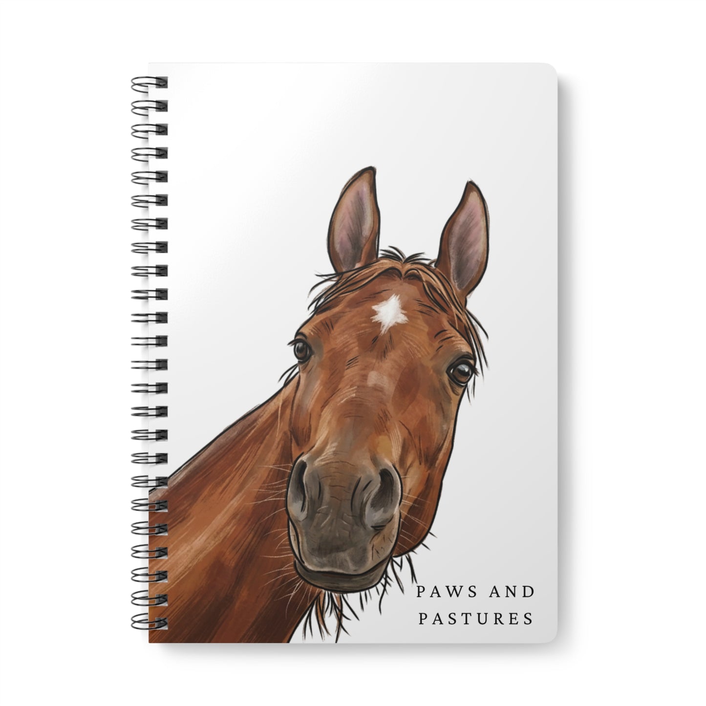 Horse Portrait Spiral Notebook — "Paws and Pastures" A5 Wirobound Journal