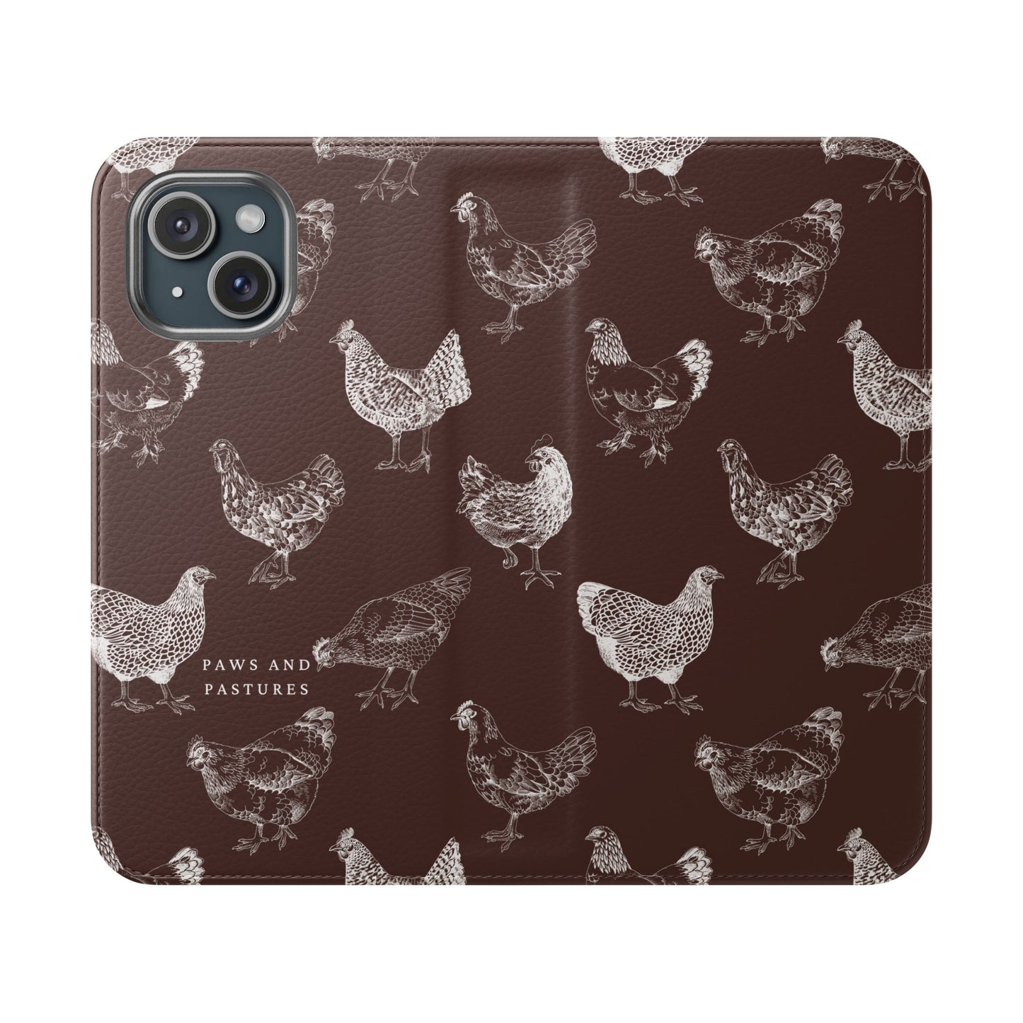 Chicken Pattern Flip Phone Case – Rustic Farmhouse Wallet Cover