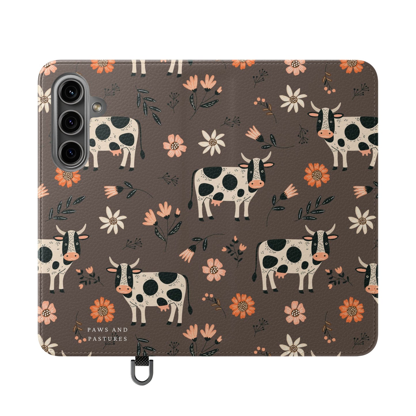 Cow Floral Flip Phone Case – Folklore Farm Pattern Wallet Case