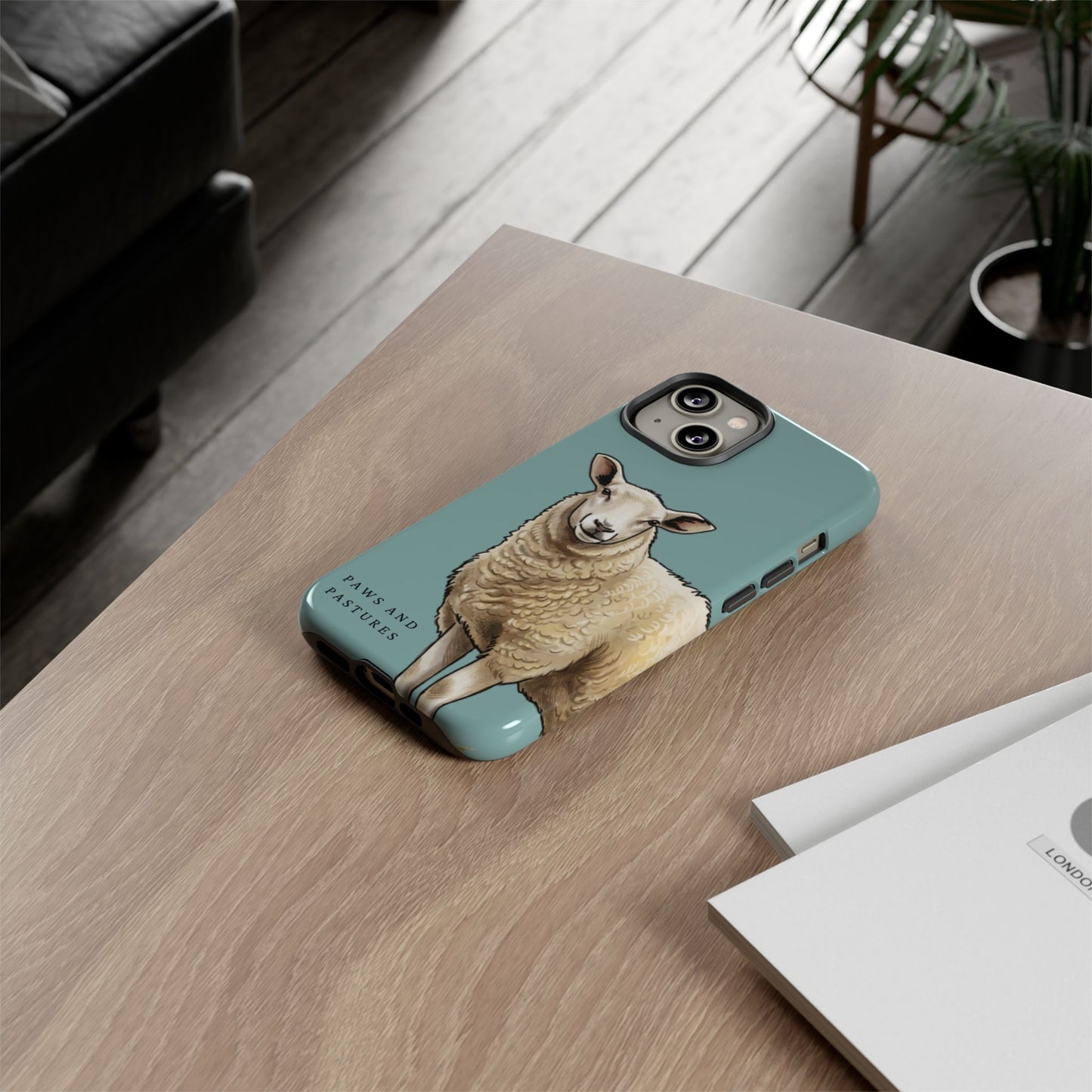 Teal Sheep Illustration Tough Phone Case