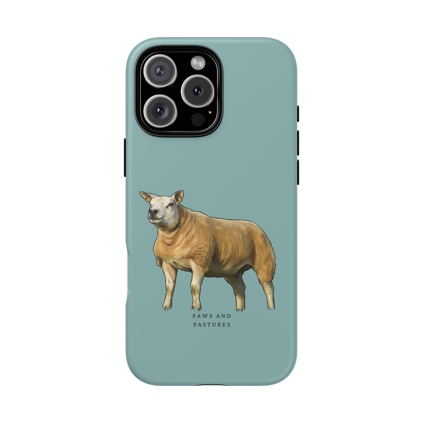 Teal Texel Sheep Illustration Phone Case — "Paws and Pastures" Protective Phone Cover