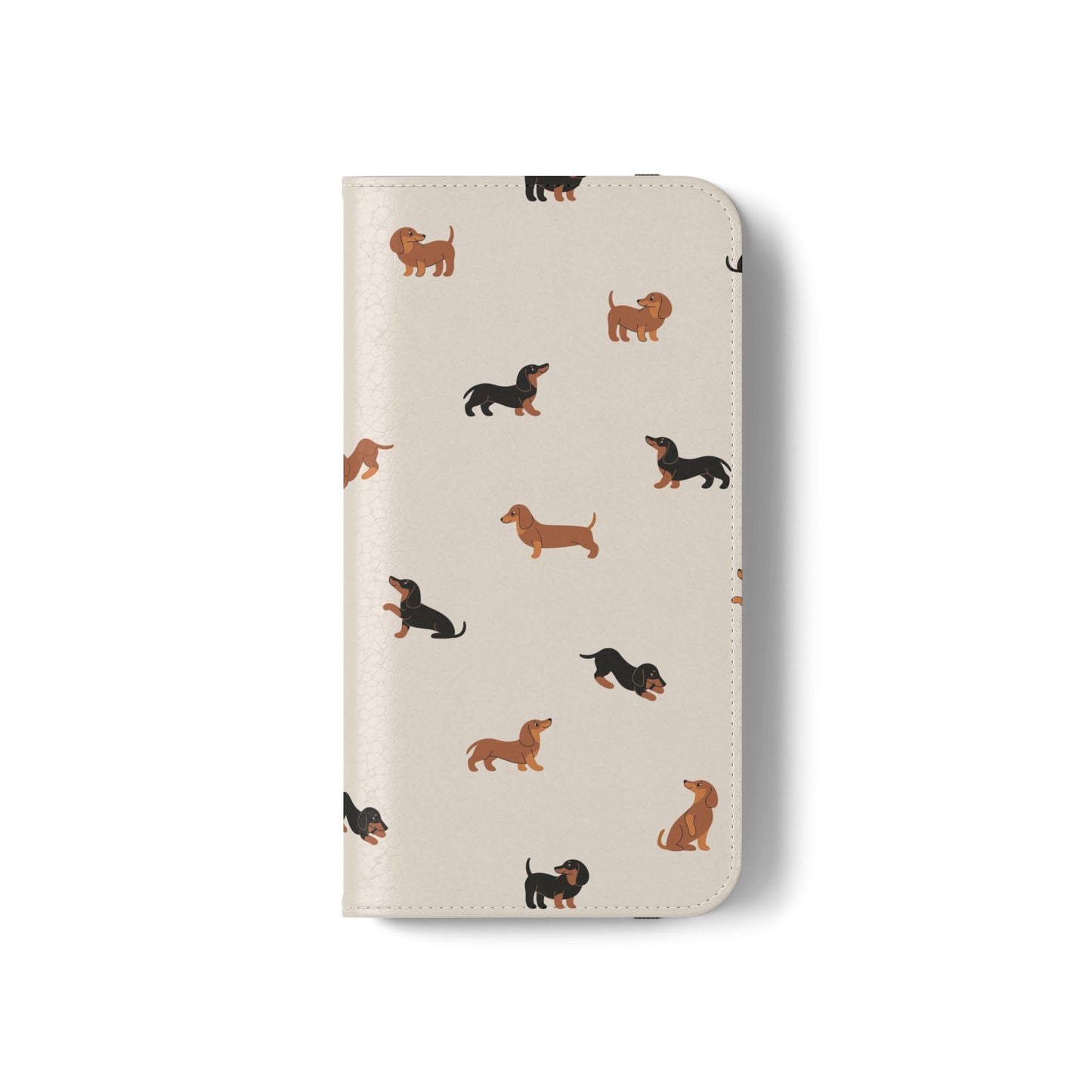 Dachshund Pattern Flip Phone Case — Wallet Folio with Card Slots