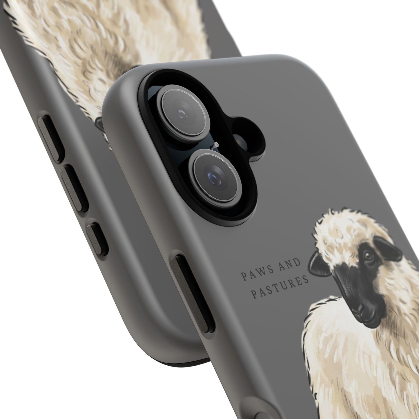 Grey Valais Blacknose Sheep Phone Case – 'Paws and Pastures' Cute Lamb Protective iPhone Cover