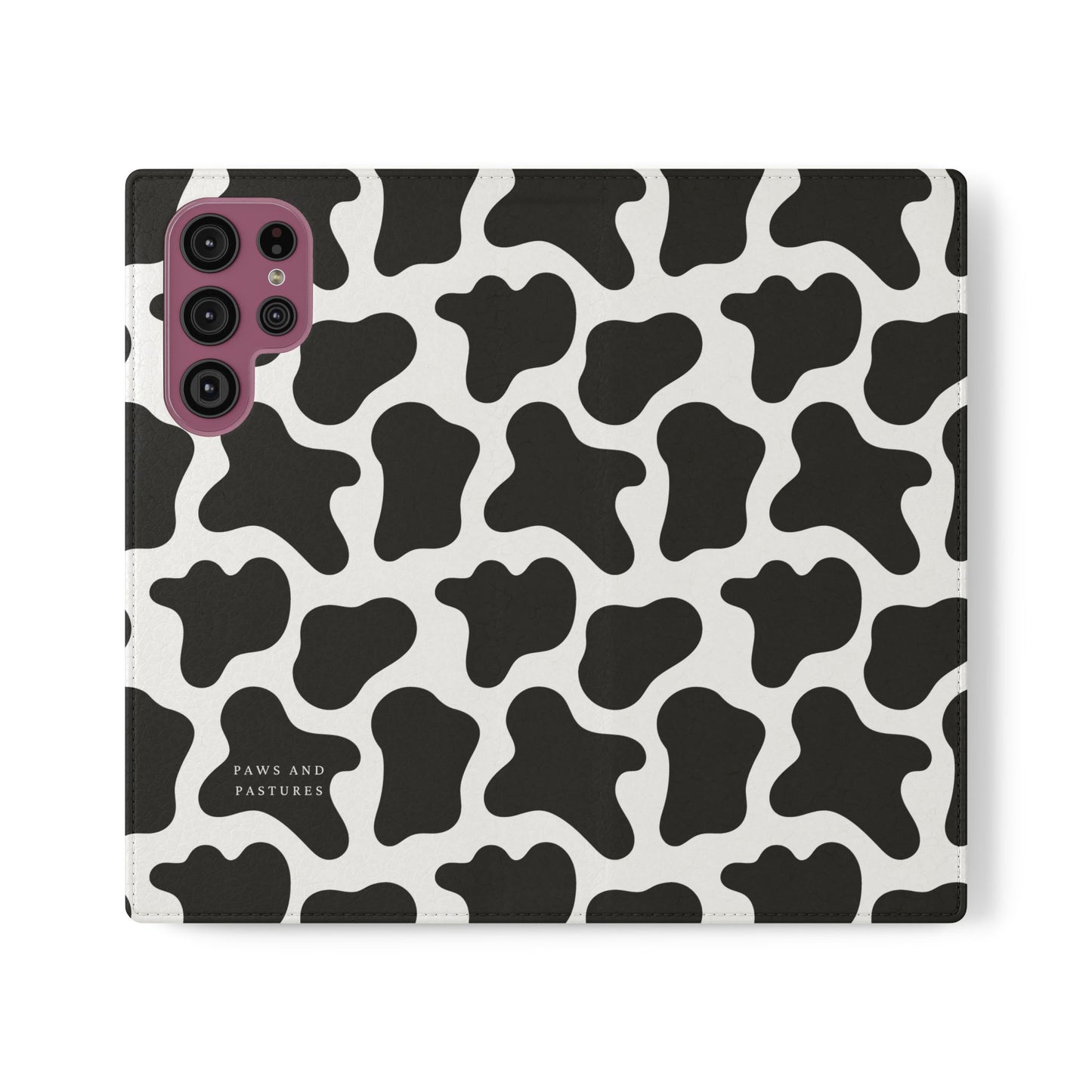Cow Print Flip Phone Case — Black & White Wallet Flip Case