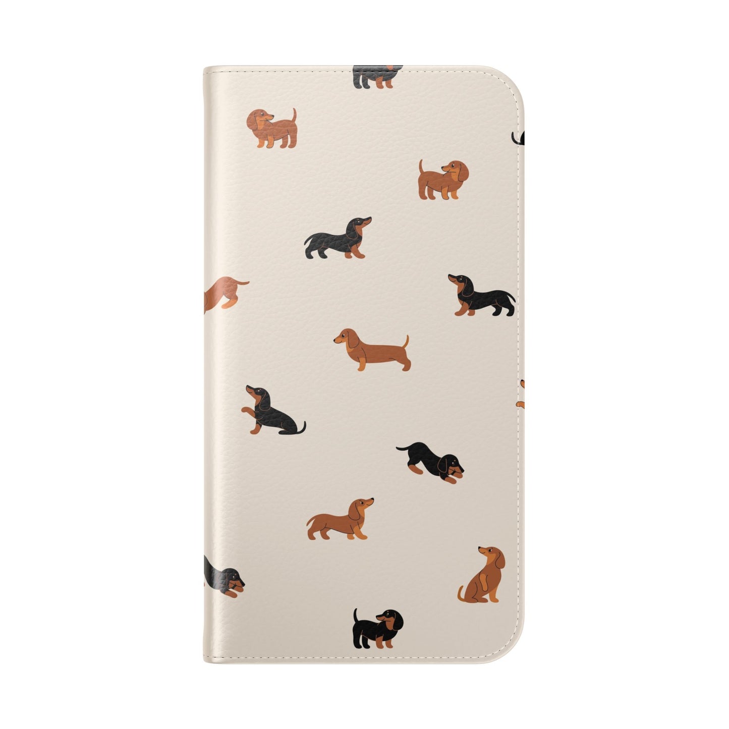 Dachshund Pattern Flip Phone Case — Wallet Folio with Card Slots