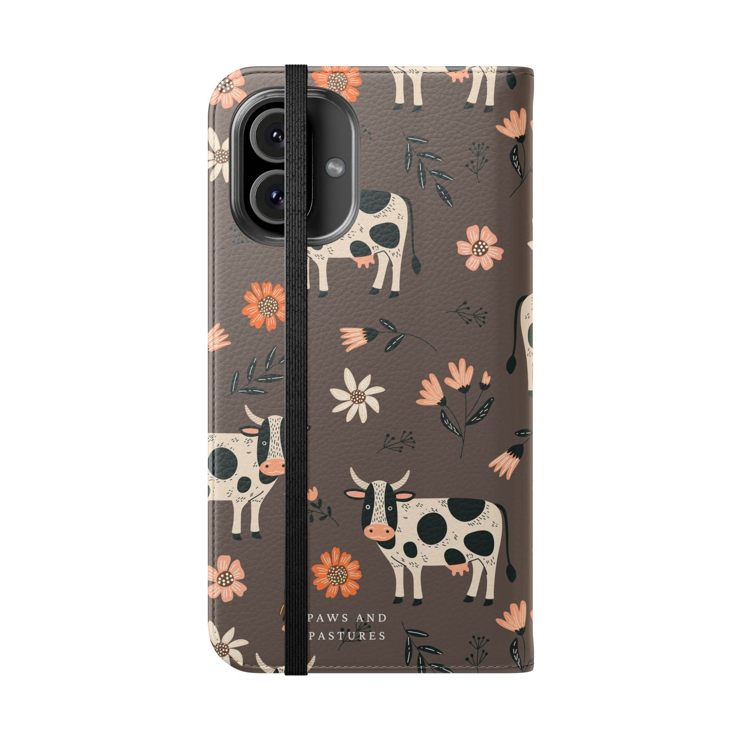 Cow Floral Flip Phone Case – Folklore Farm Pattern Wallet Case