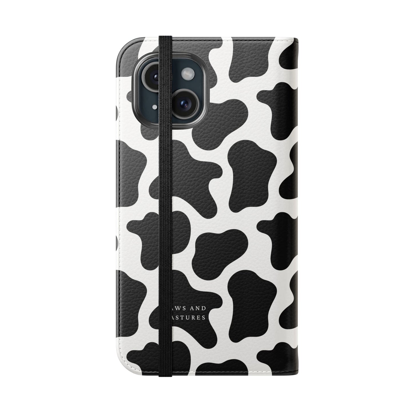 Cow Print Flip Phone Case — Black & White Wallet Flip Case