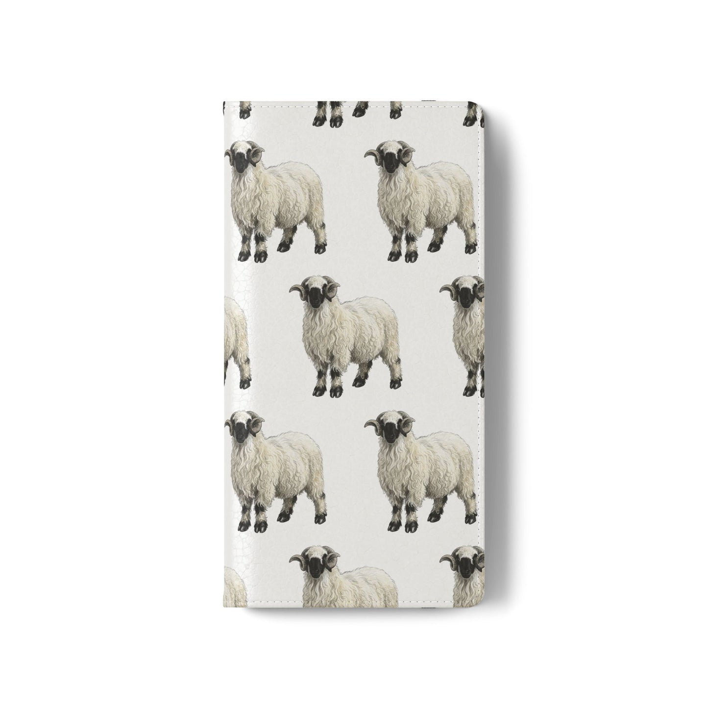 Valais Blacknose Sheep Pattern Flip Phone Case – Cute Farm Animal Wallet Cover