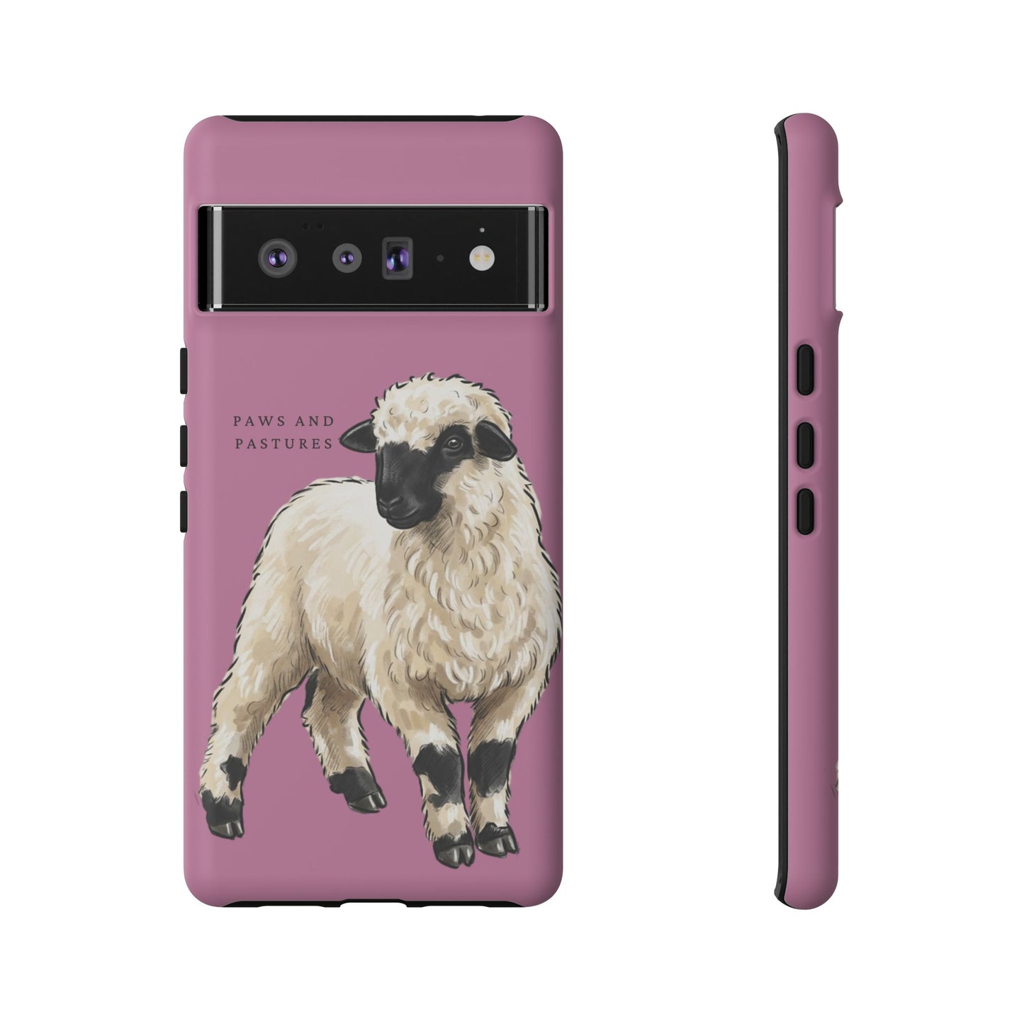 Pink Valais Blacknose Sheep Phone Case – 'Paws and Pastures' Cute Lamb Protective iPhone Cover