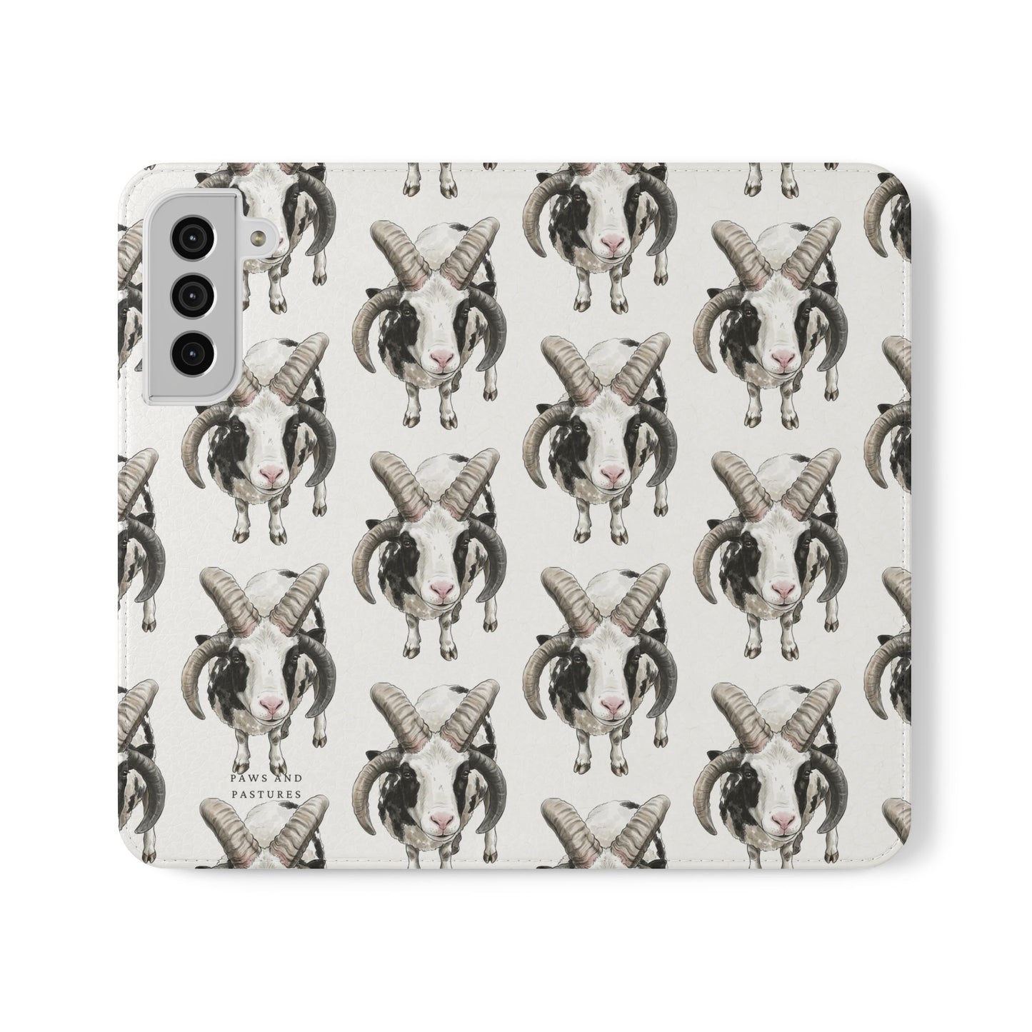 Jacob Sheep Pattern Flip Phone Case — Cute Farm Animal Wallet Cover