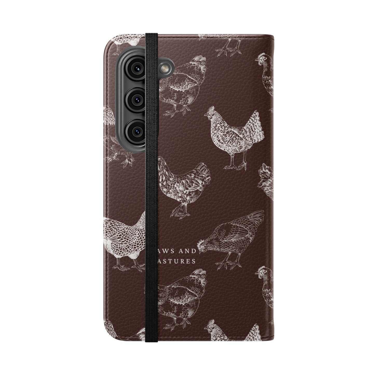 Chicken Pattern Flip Phone Case – Rustic Farmhouse Wallet Cover