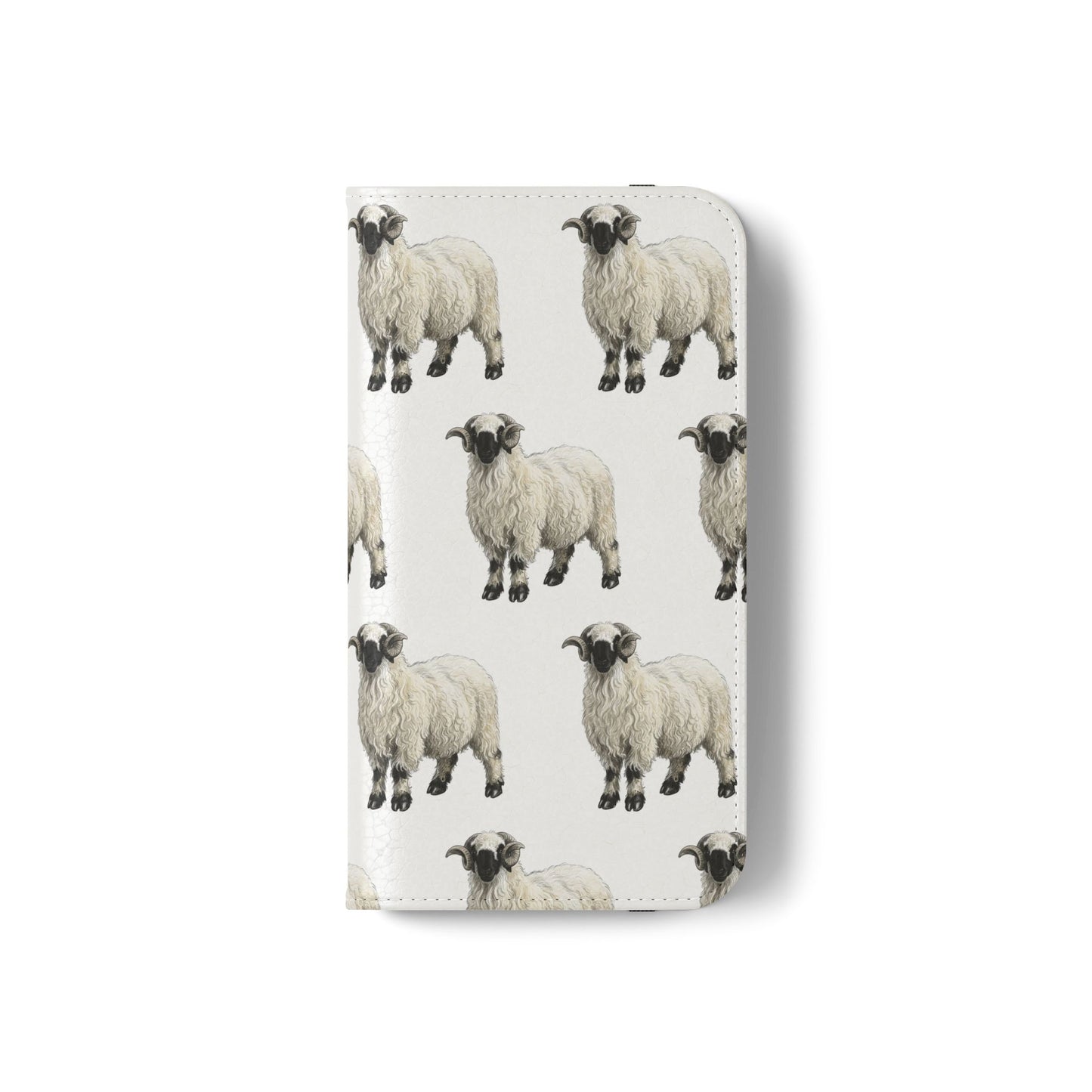 Valais Blacknose Sheep Pattern Flip Phone Case – Cute Farm Animal Wallet Cover