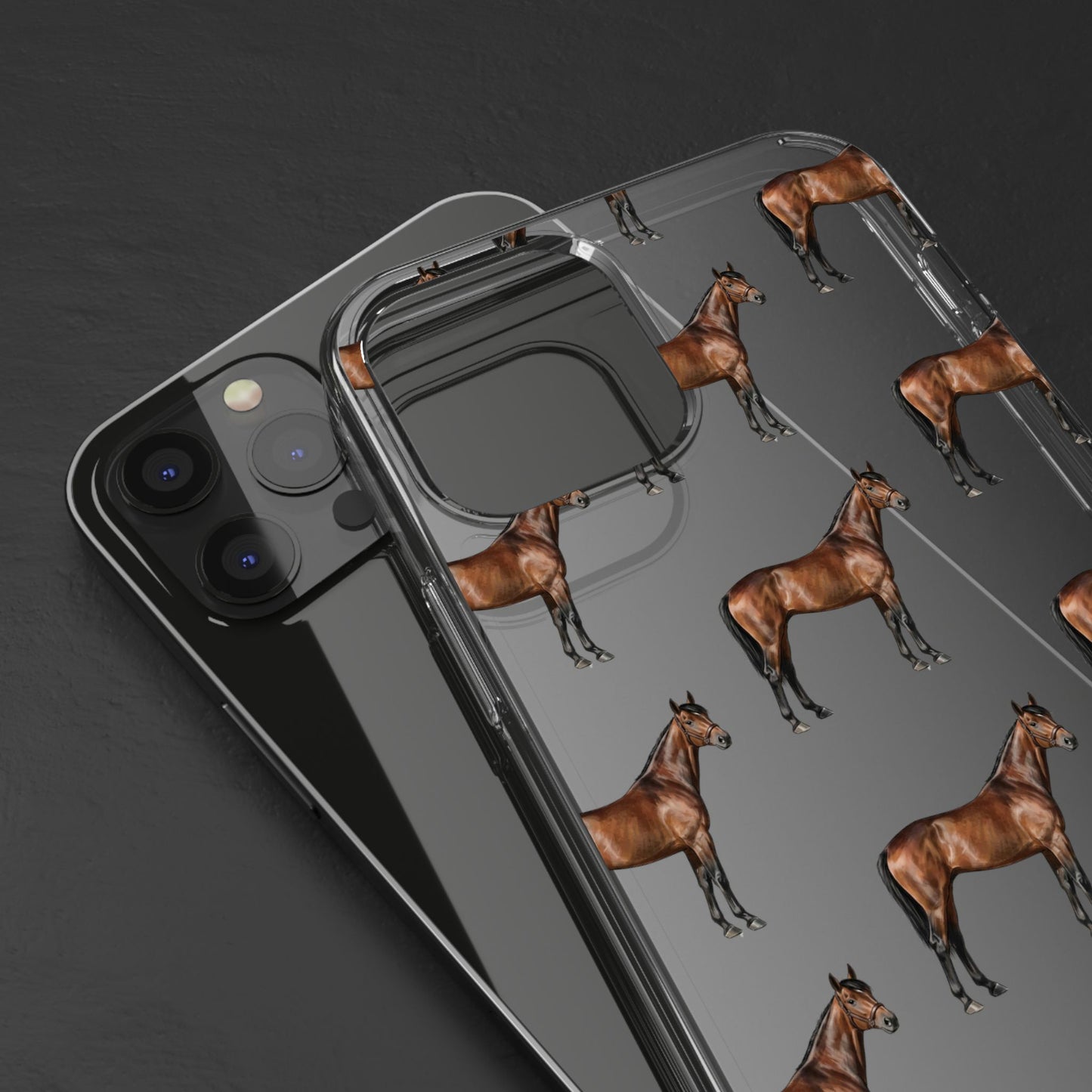 Horse Pattern Clear iPhone Case