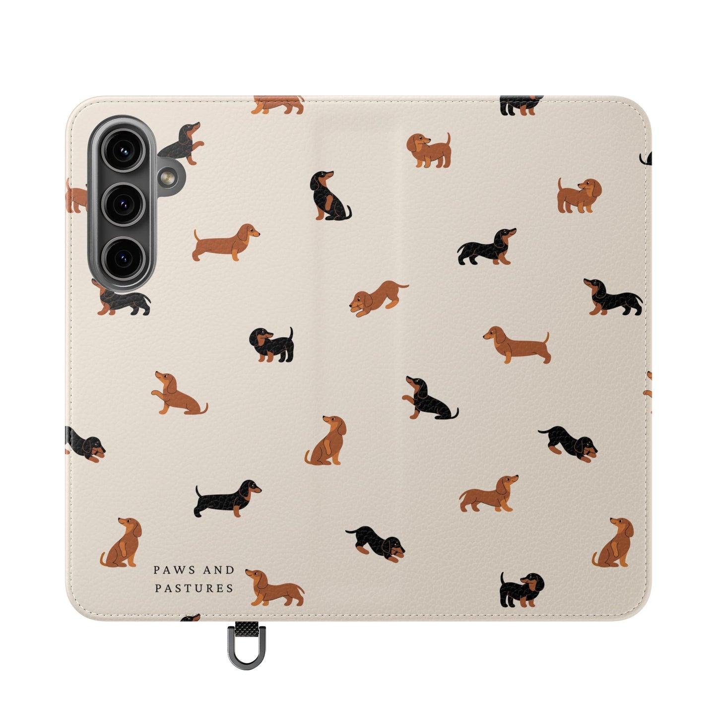 Dachshund Pattern Flip Phone Case — Wallet Folio with Card Slots