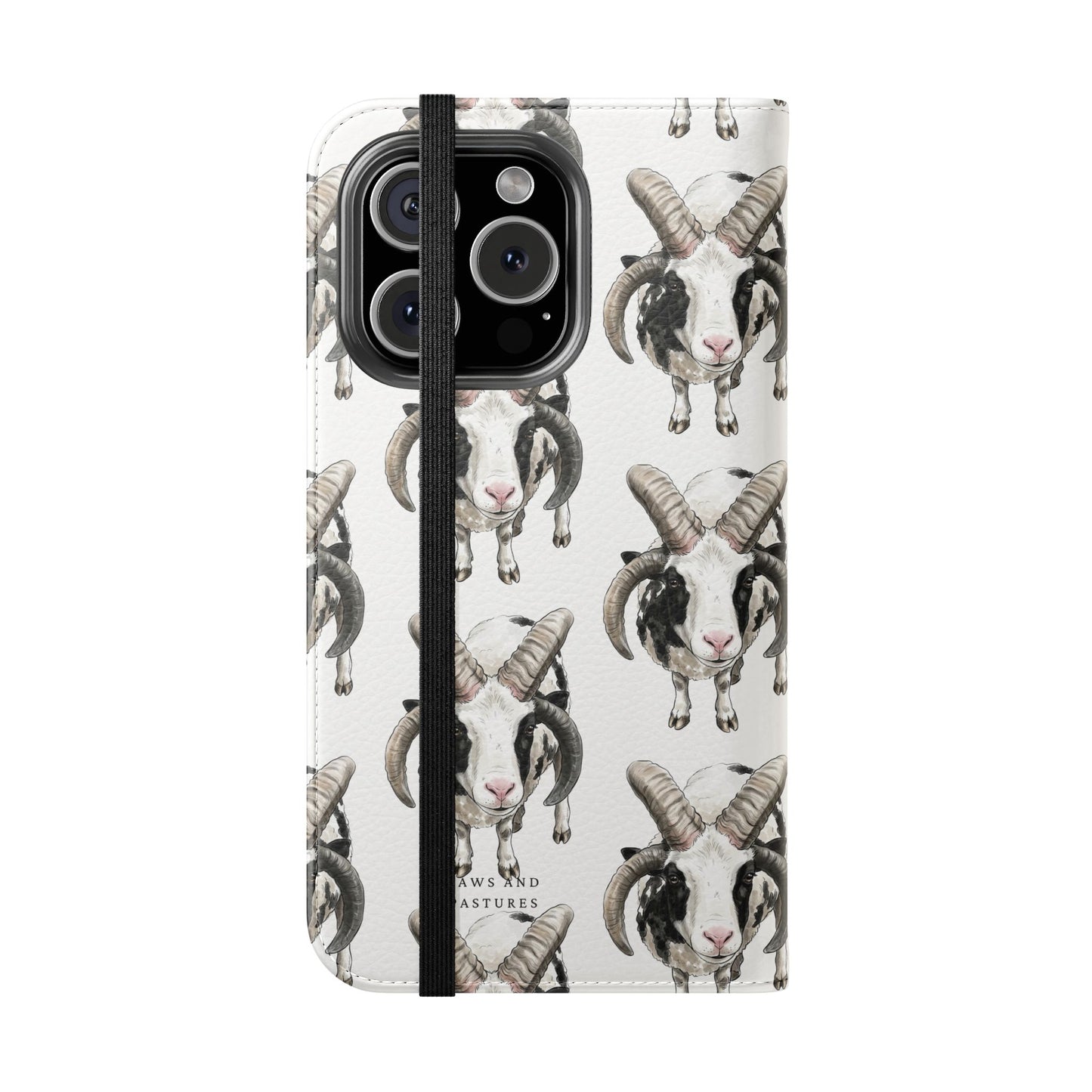 Jacob Sheep Pattern Flip Phone Case — Cute Farm Animal Wallet Cover