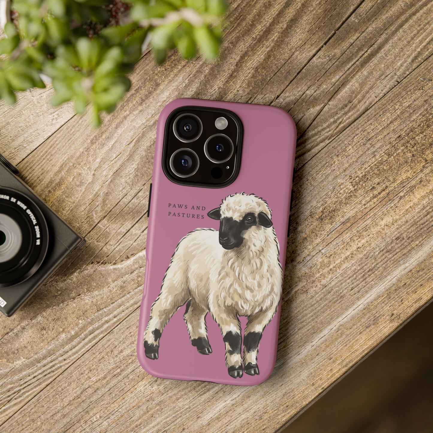 Pink Valais Blacknose Sheep Phone Case – 'Paws and Pastures' Cute Lamb Protective iPhone Cover