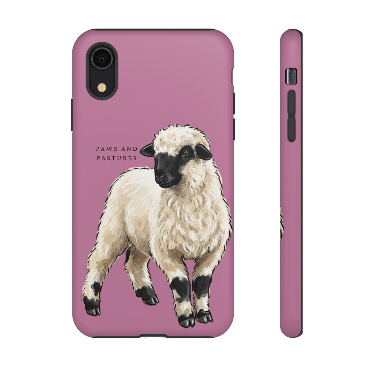 Pink Valais Blacknose Sheep Phone Case – 'Paws and Pastures' Cute Lamb Protective iPhone Cover