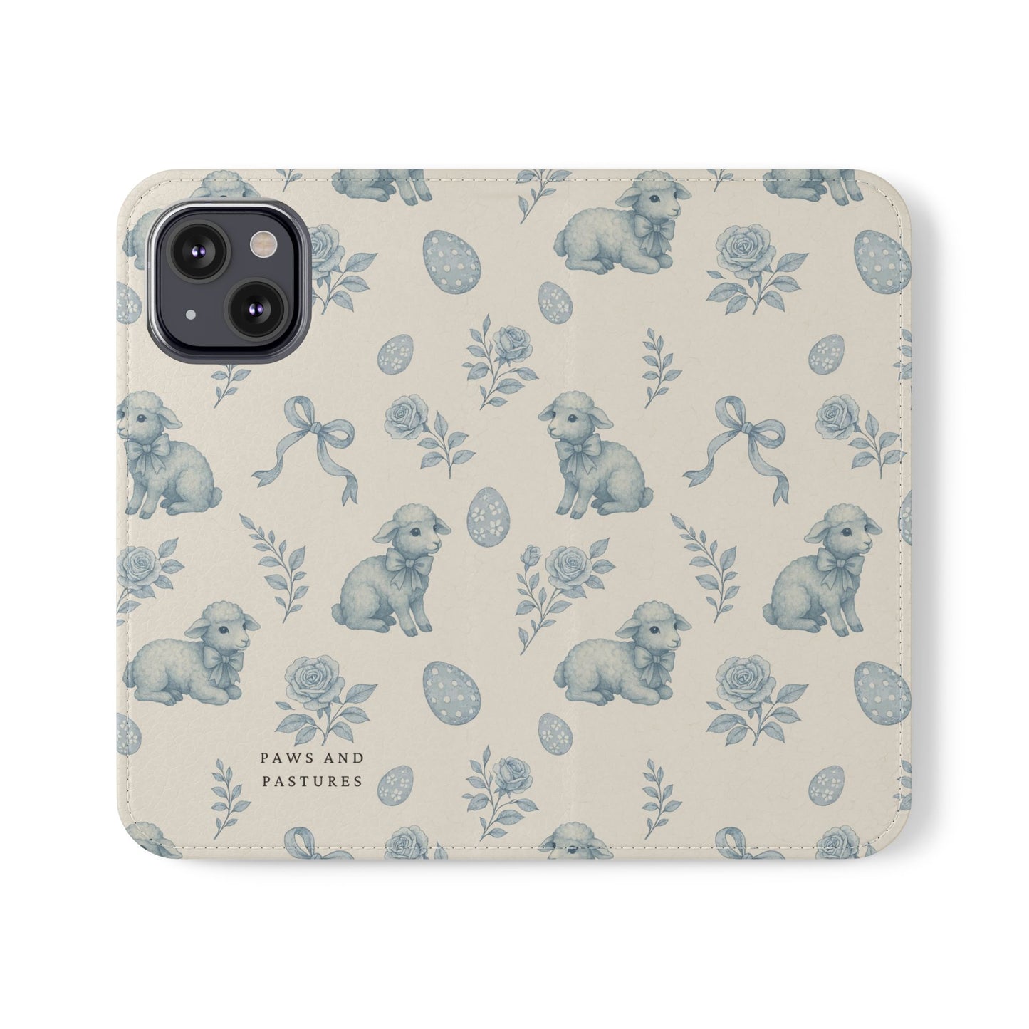 Flip Case — Pastel Blue Easter Lamb Pattern Phone Wallet