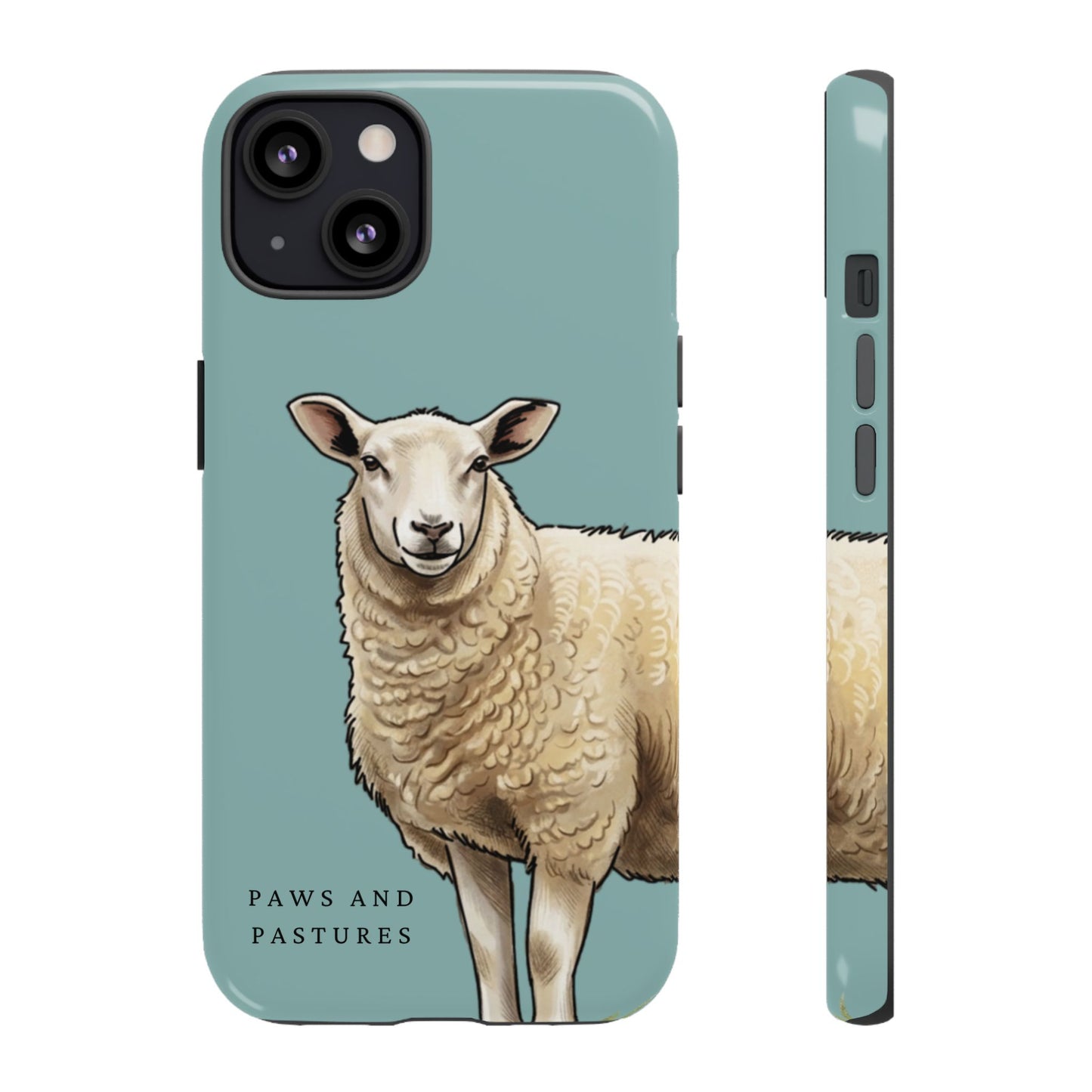 Teal Sheep Illustration Tough Phone Case