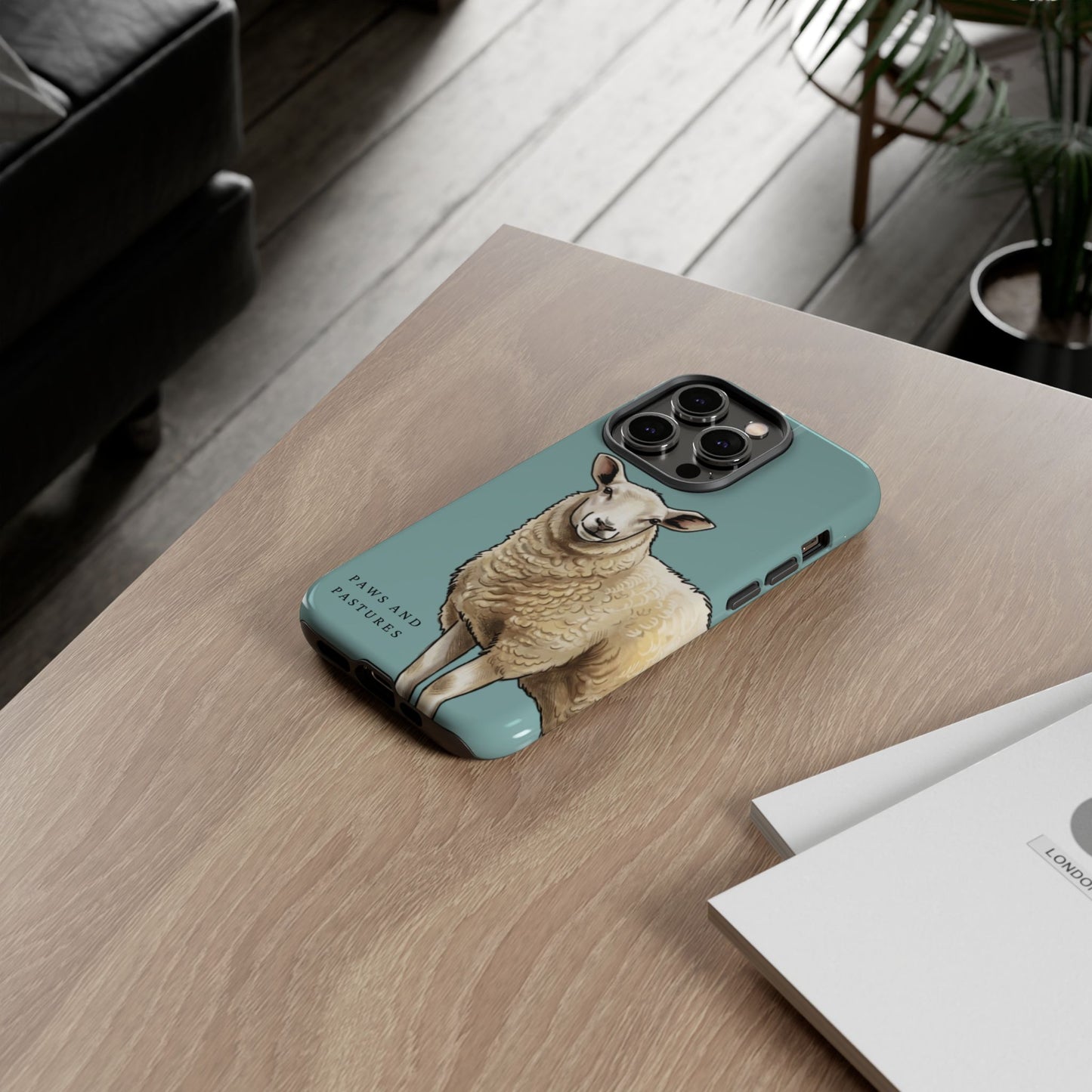 Teal Sheep Illustration Tough Phone Case