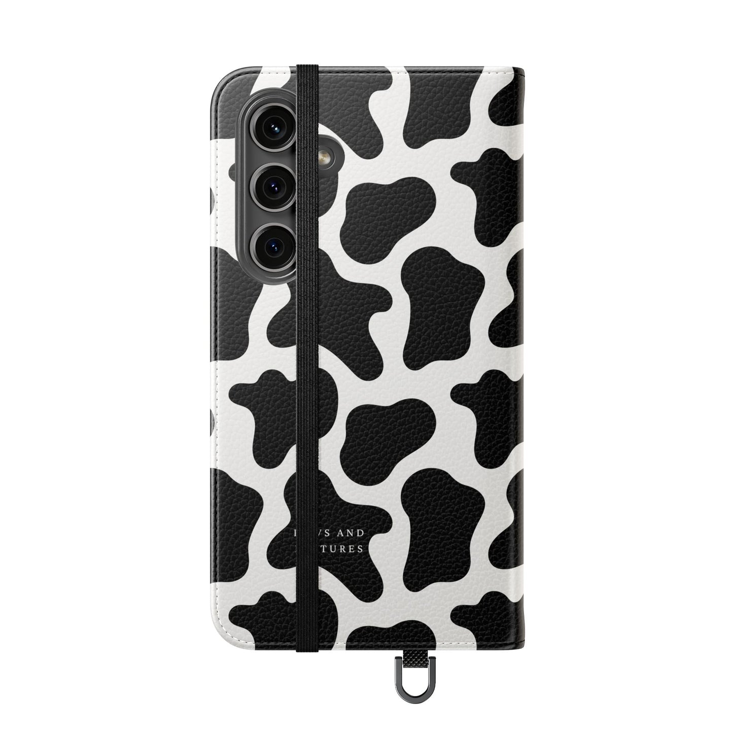 Cow Print Flip Phone Case — Black & White Wallet Flip Case
