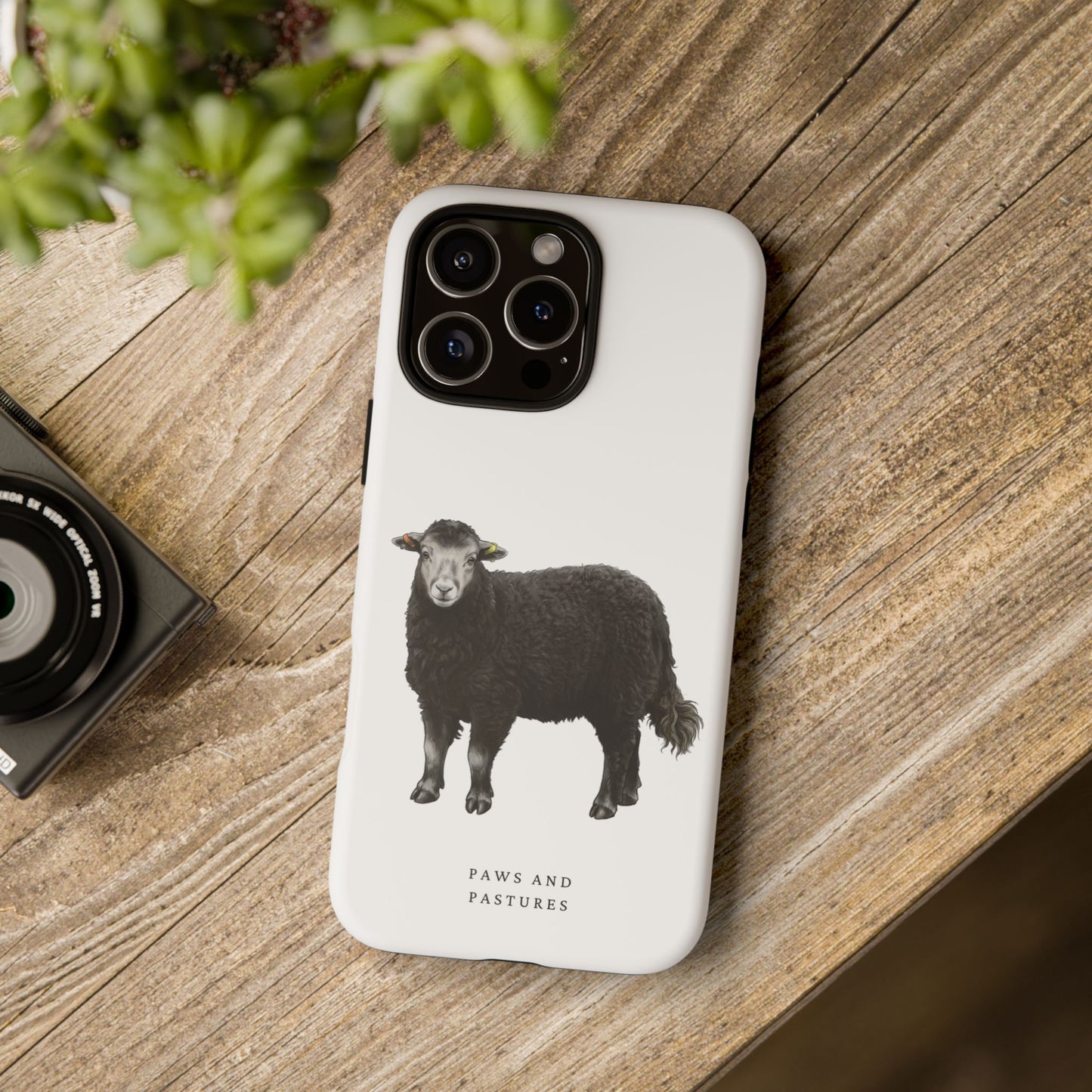 Herdwick Sheep Phone Case — Black Sheep Illustration with “Paws and Pastures”