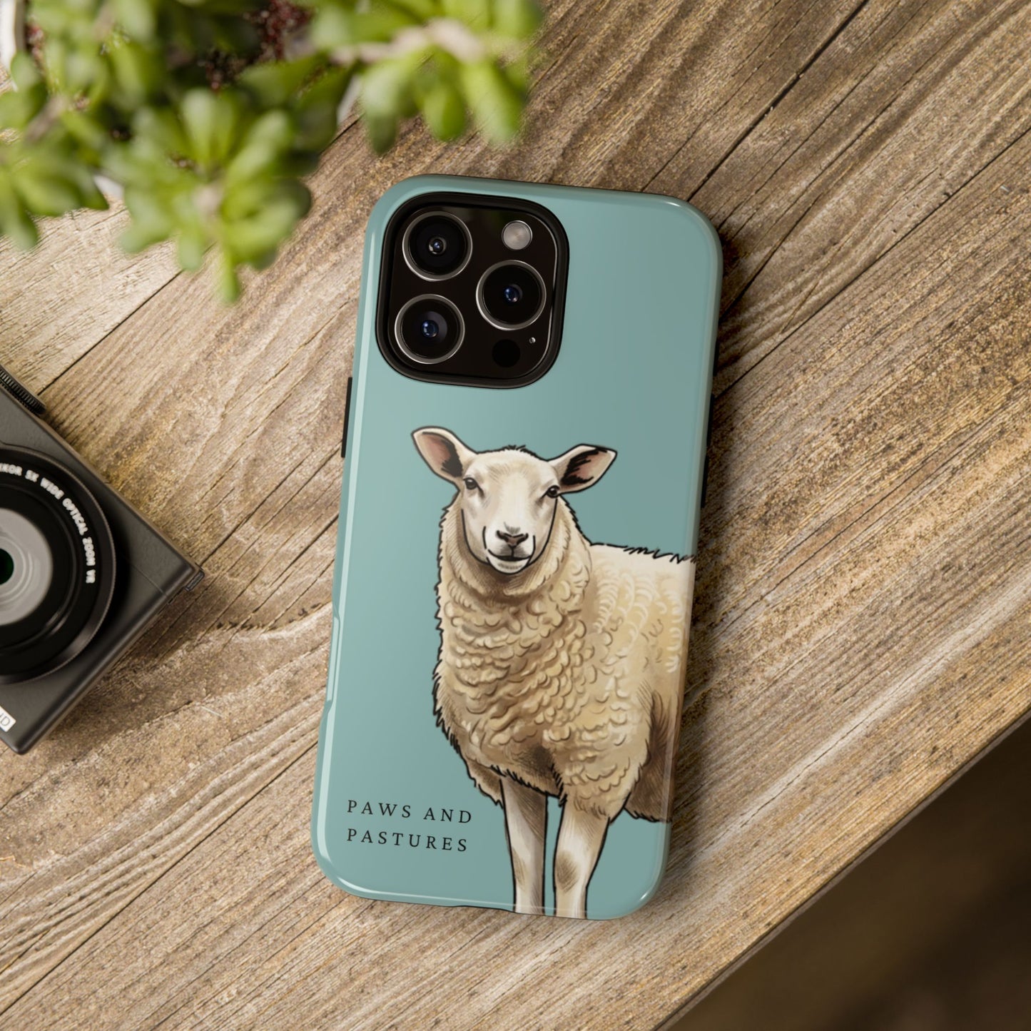 Teal Sheep Illustration Tough Phone Case
