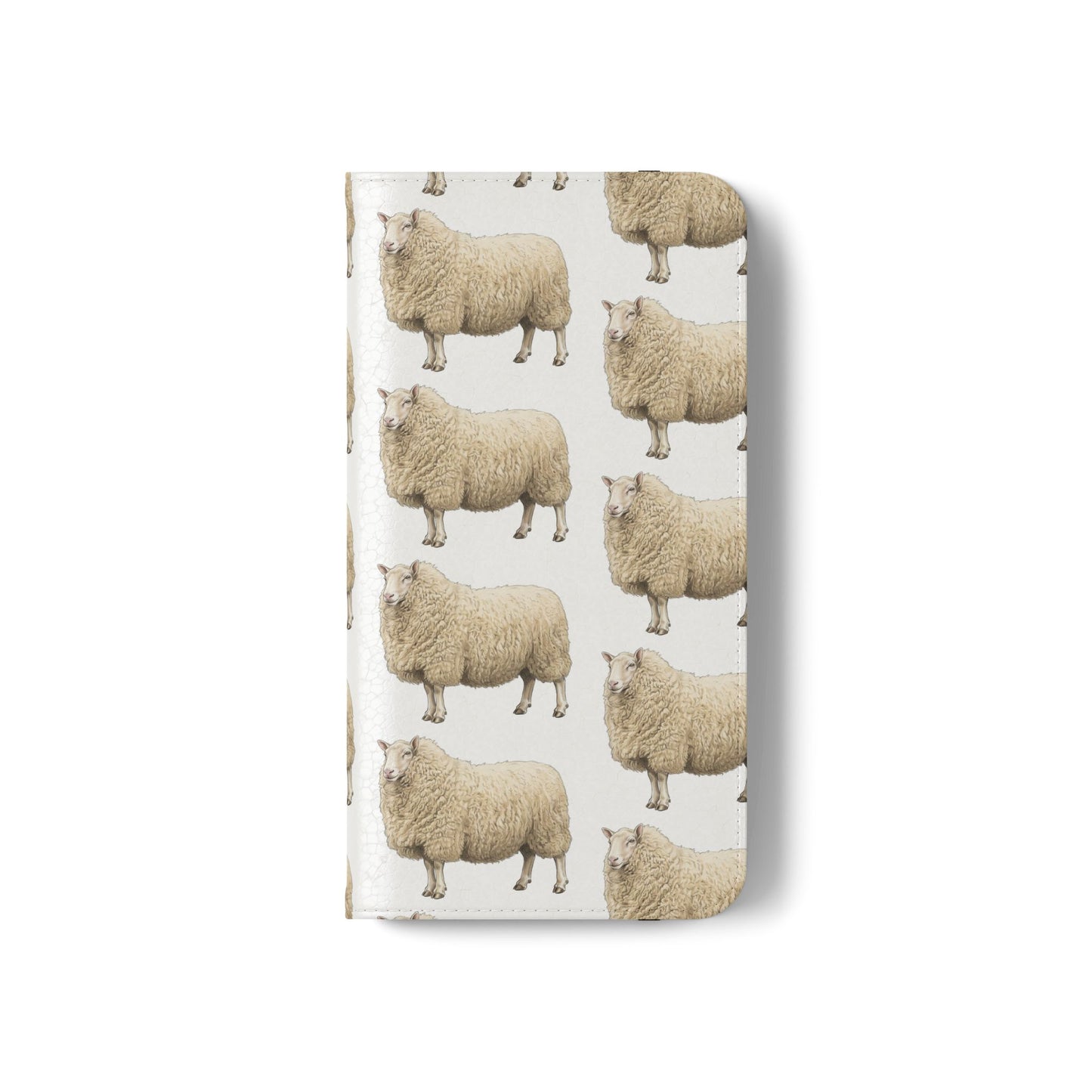 Cheviot Sheep Pattern Flip Phone Case – Cute Pastoral Wallet Cover with Card Slots