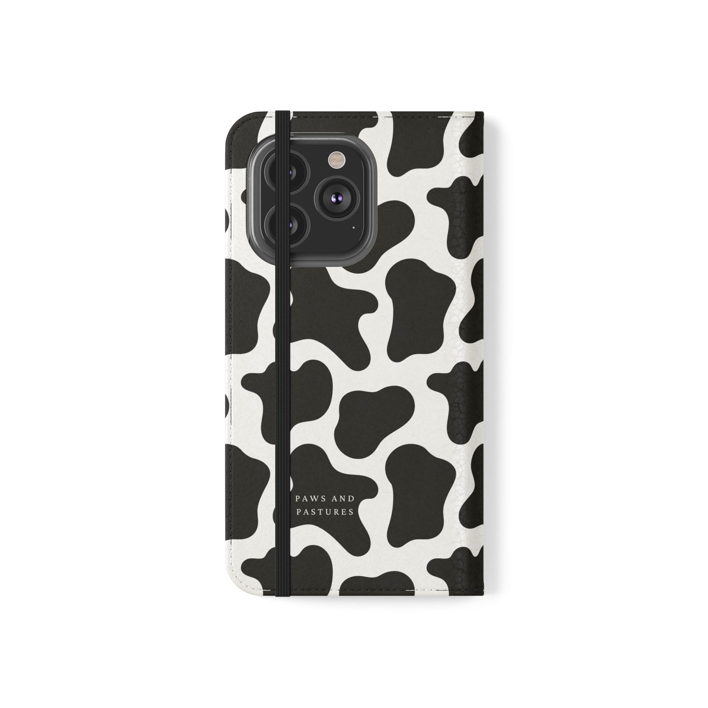Cow Print Flip Phone Case — Black & White Wallet Flip Case