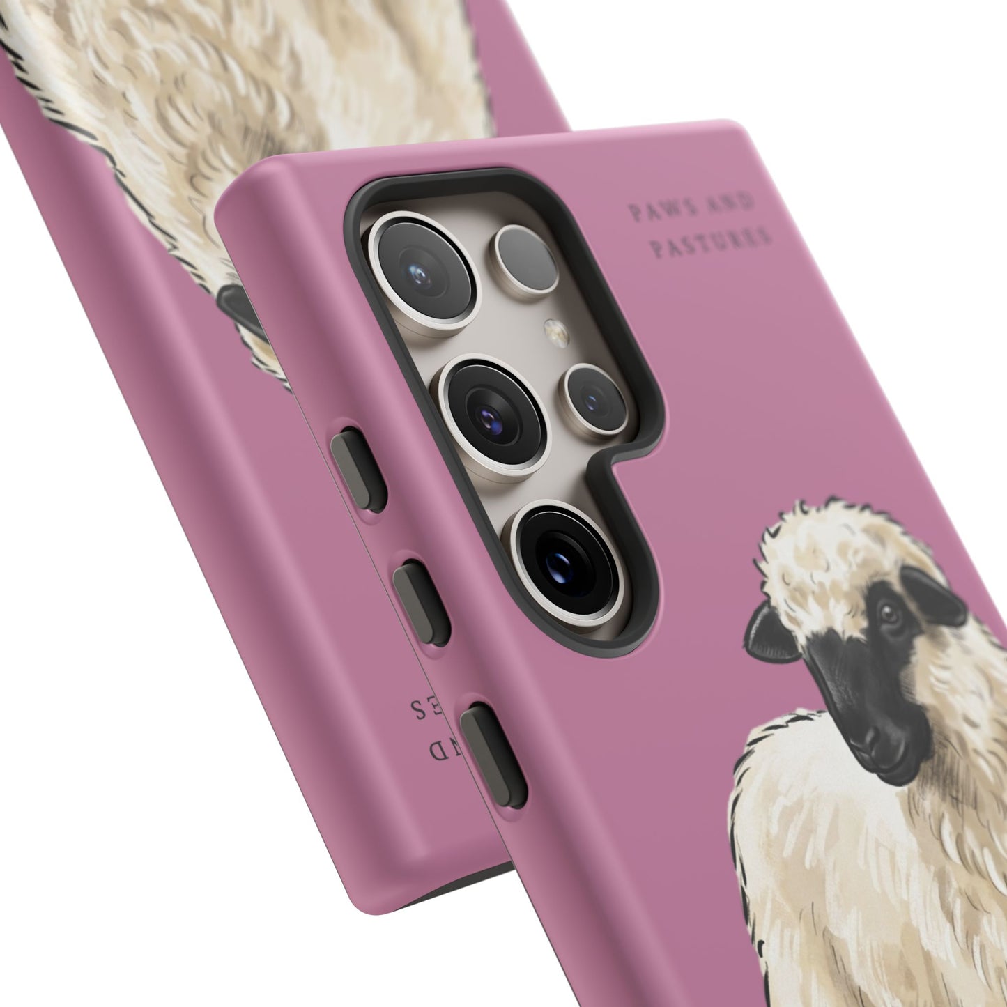 Pink Valais Blacknose Sheep Phone Case – 'Paws and Pastures' Cute Lamb Protective iPhone Cover