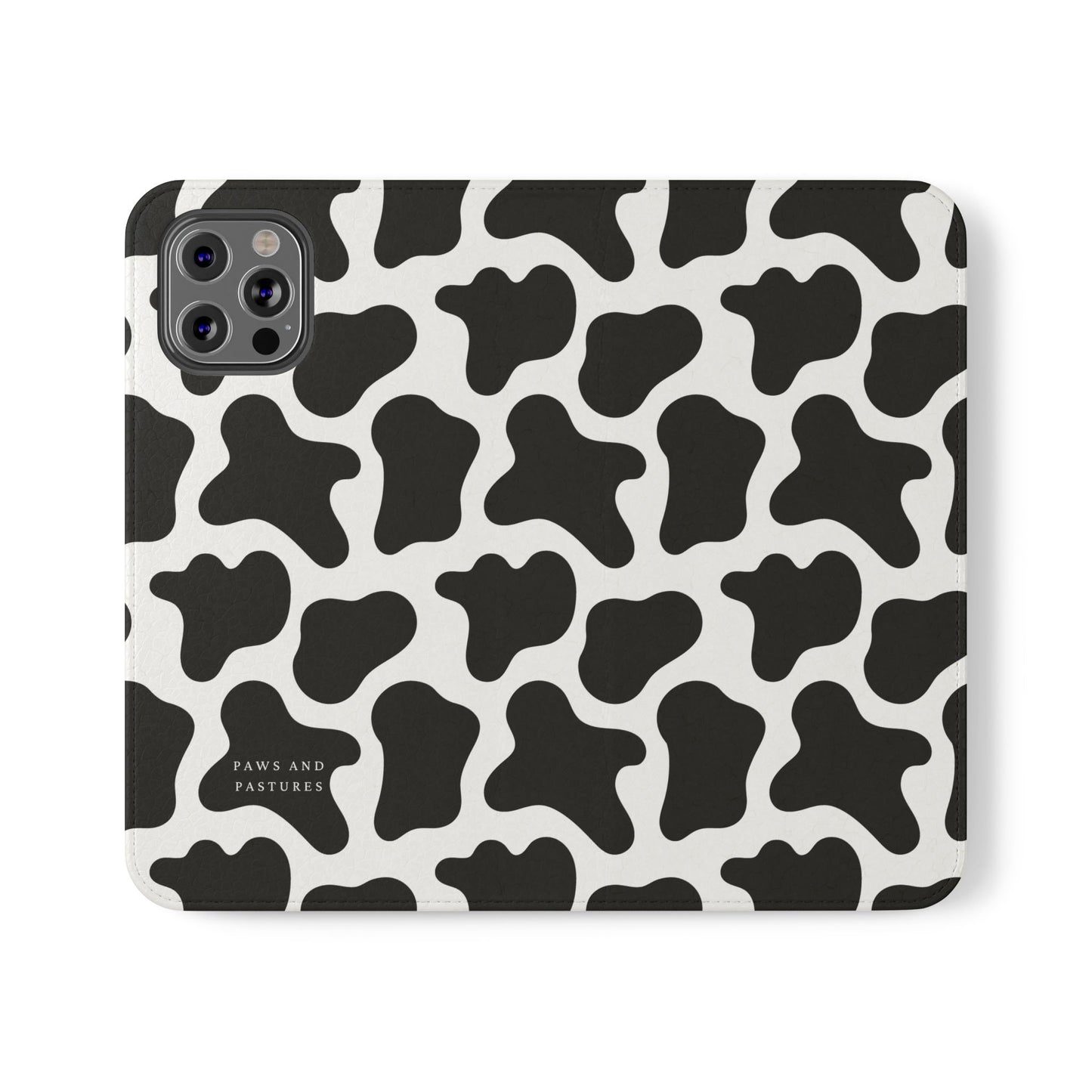Cow Print Flip Phone Case — Black & White Wallet Flip Case