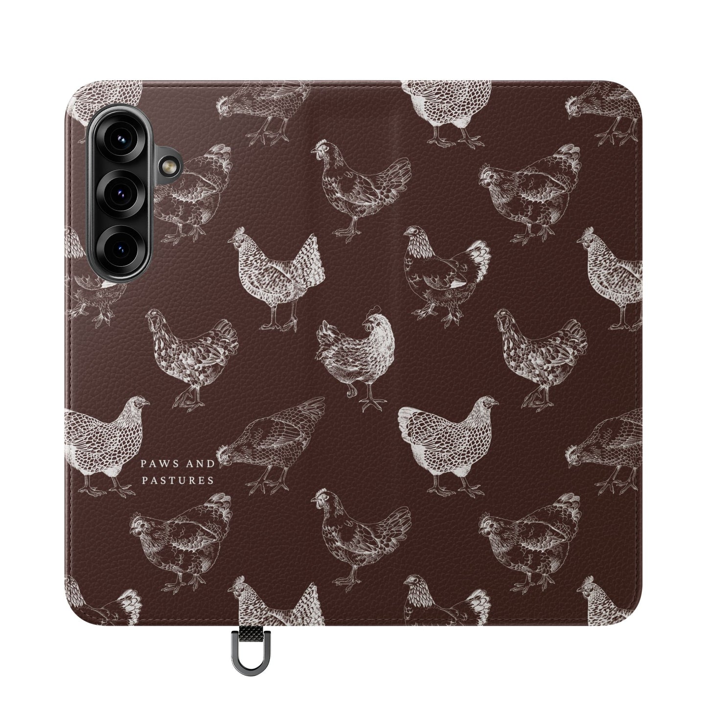 Chicken Pattern Flip Phone Case – Rustic Farmhouse Wallet Cover