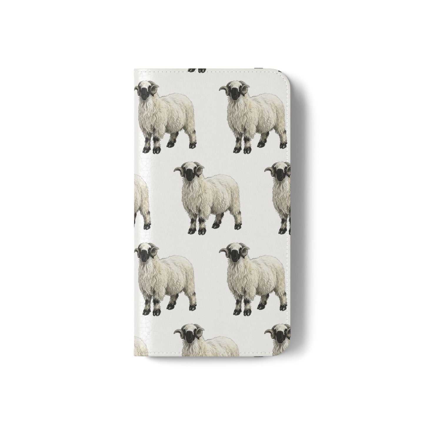 Valais Blacknose Sheep Pattern Flip Phone Case – Cute Farm Animal Wallet Cover
