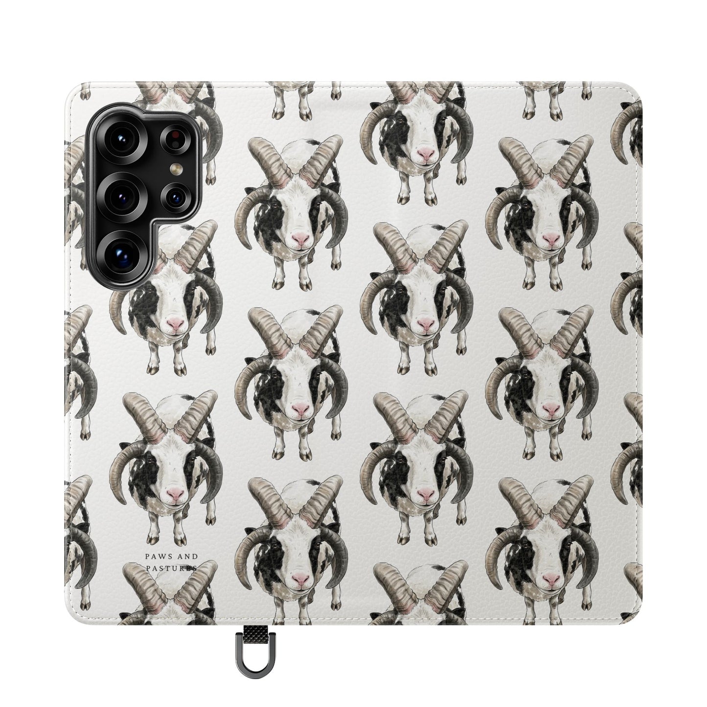 Jacob Sheep Pattern Flip Phone Case — Cute Farm Animal Wallet Cover