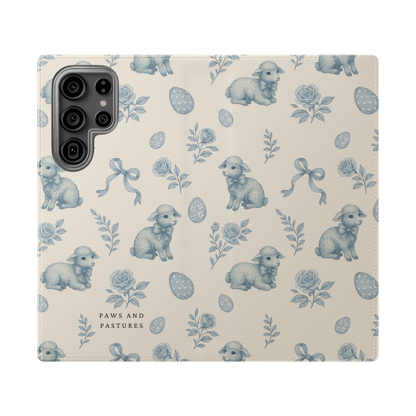 Flip Case — Pastel Blue Easter Lamb Pattern Phone Wallet