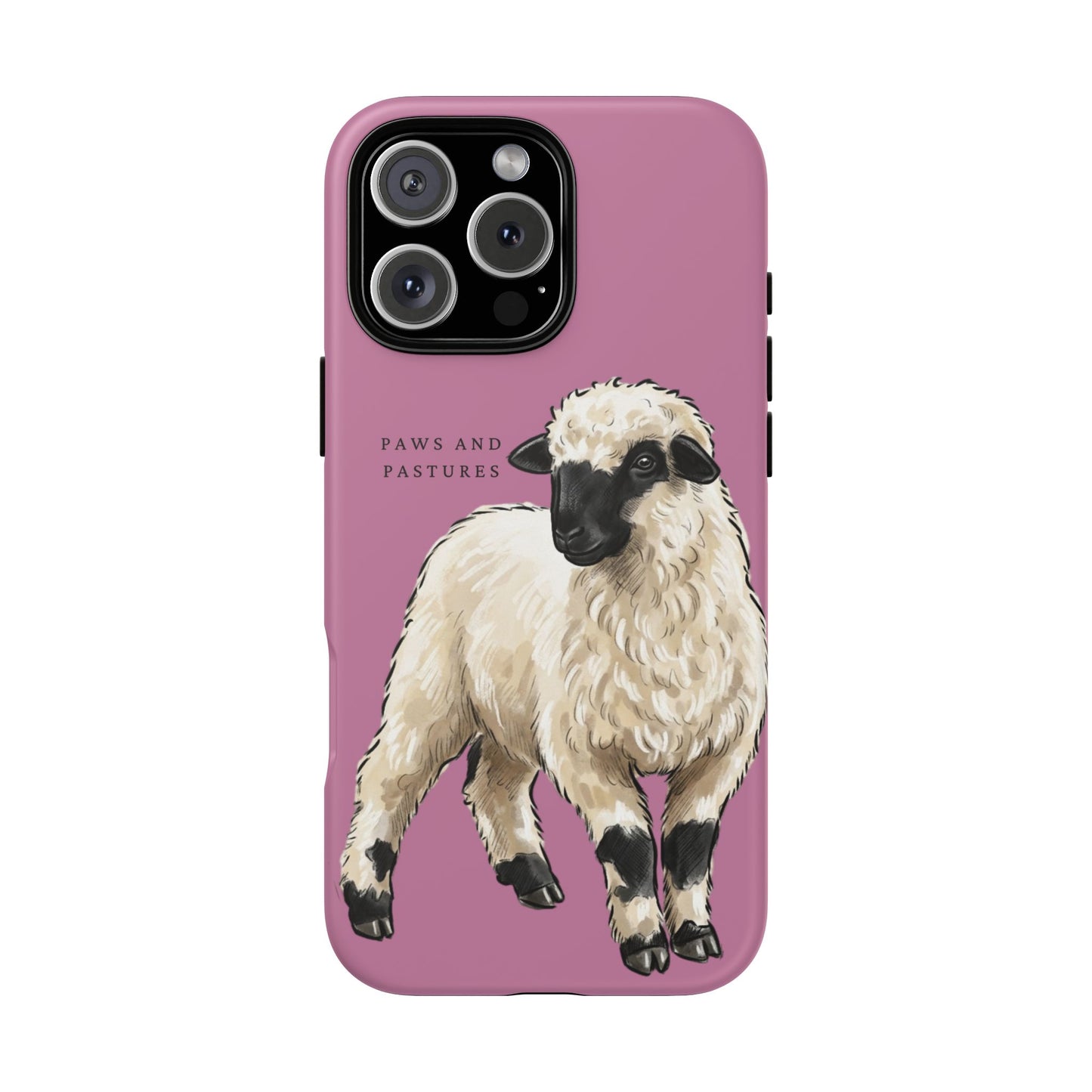Pink Valais Blacknose Sheep Phone Case – 'Paws and Pastures' Cute Lamb Protective iPhone Cover
