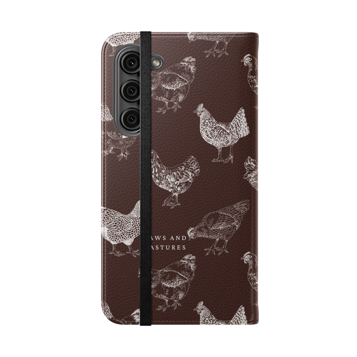 Chicken Pattern Flip Phone Case – Rustic Farmhouse Wallet Cover