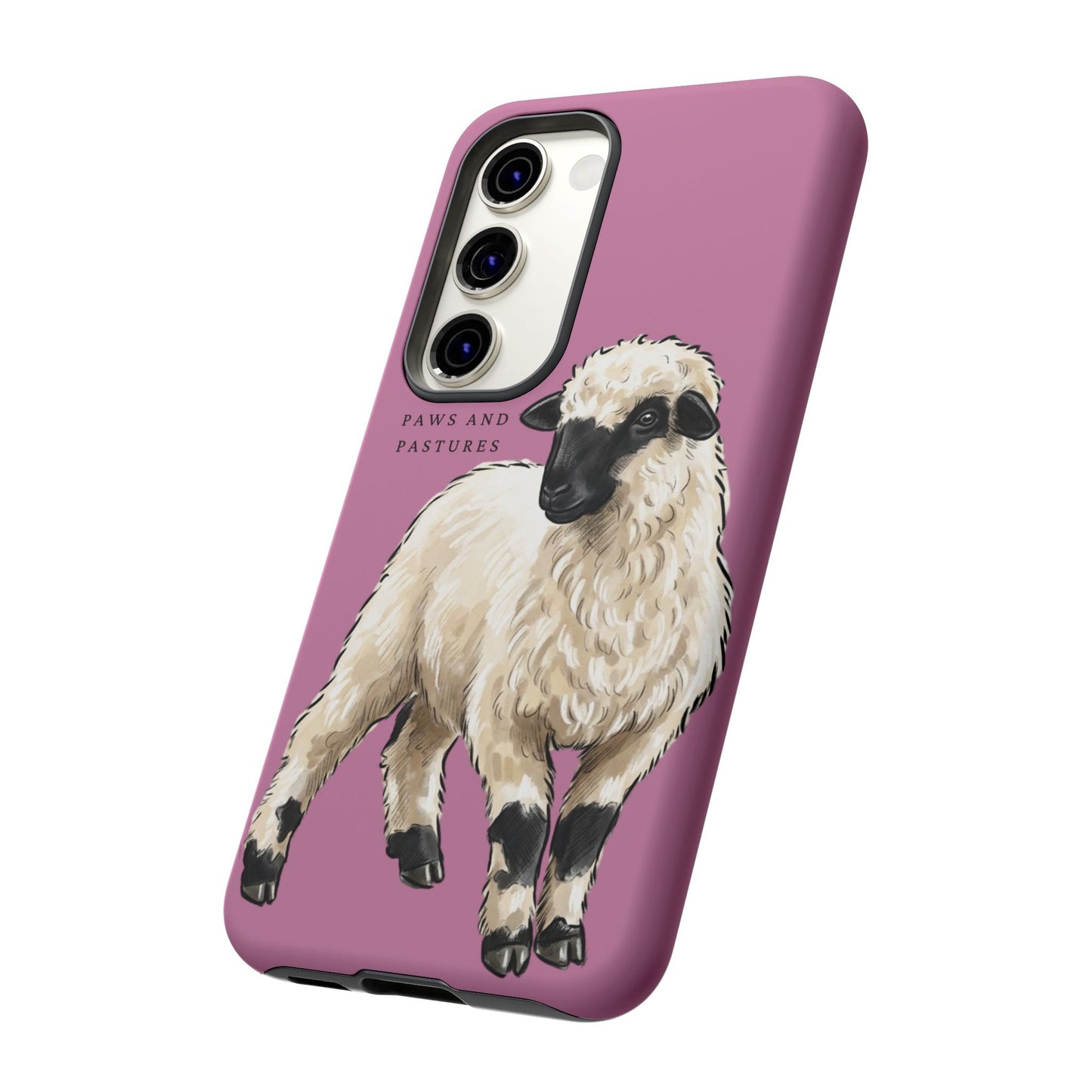 Pink Valais Blacknose Sheep Phone Case – 'Paws and Pastures' Cute Lamb Protective iPhone Cover
