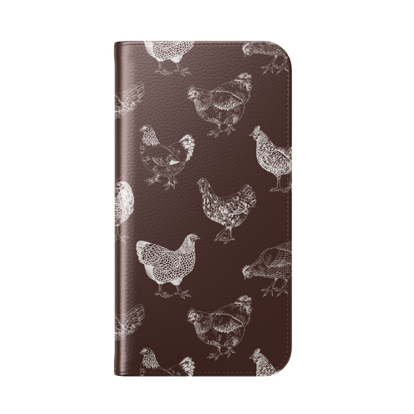 Chicken Pattern Flip Phone Case – Rustic Farmhouse Wallet Cover