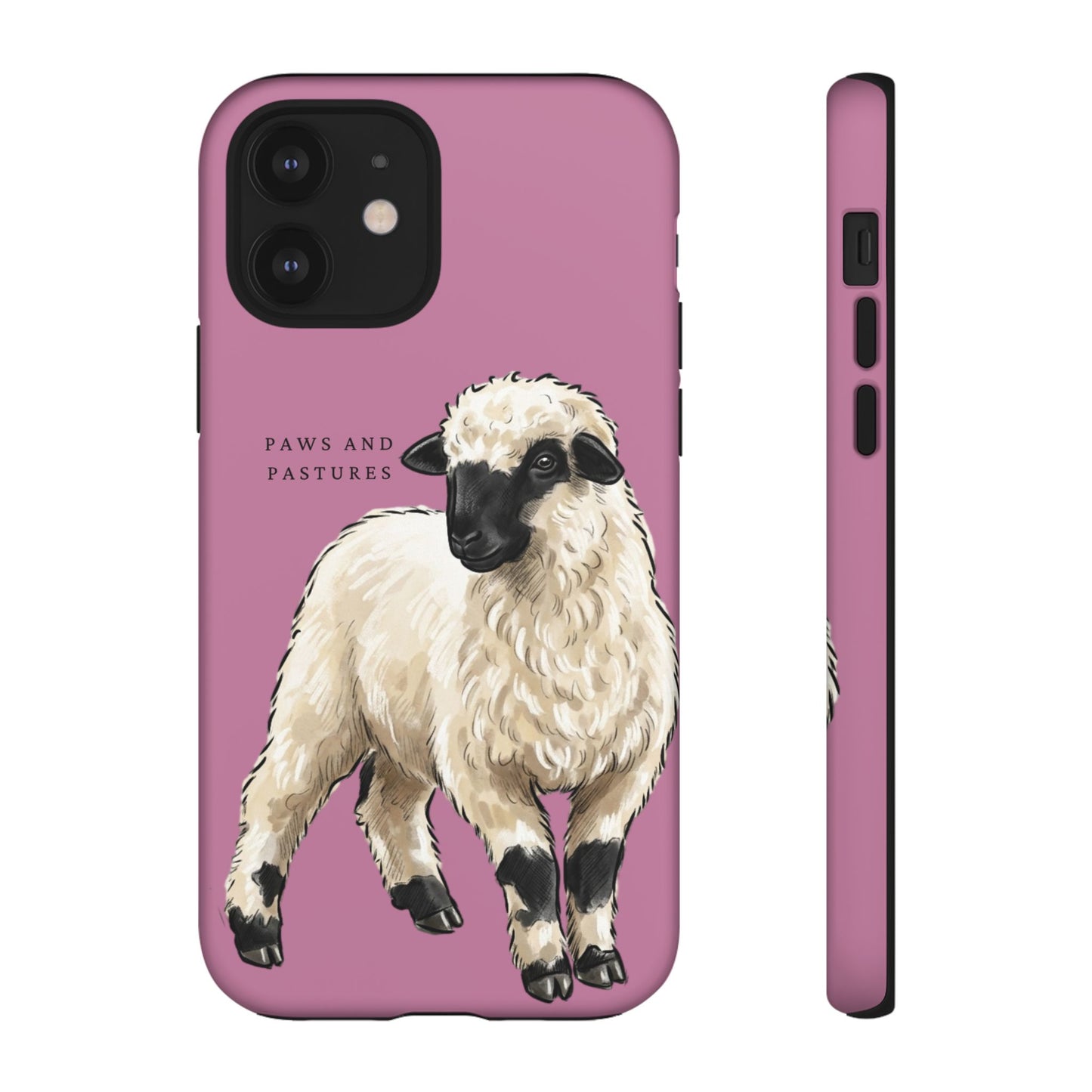 Pink Valais Blacknose Sheep Phone Case – 'Paws and Pastures' Cute Lamb Protective iPhone Cover