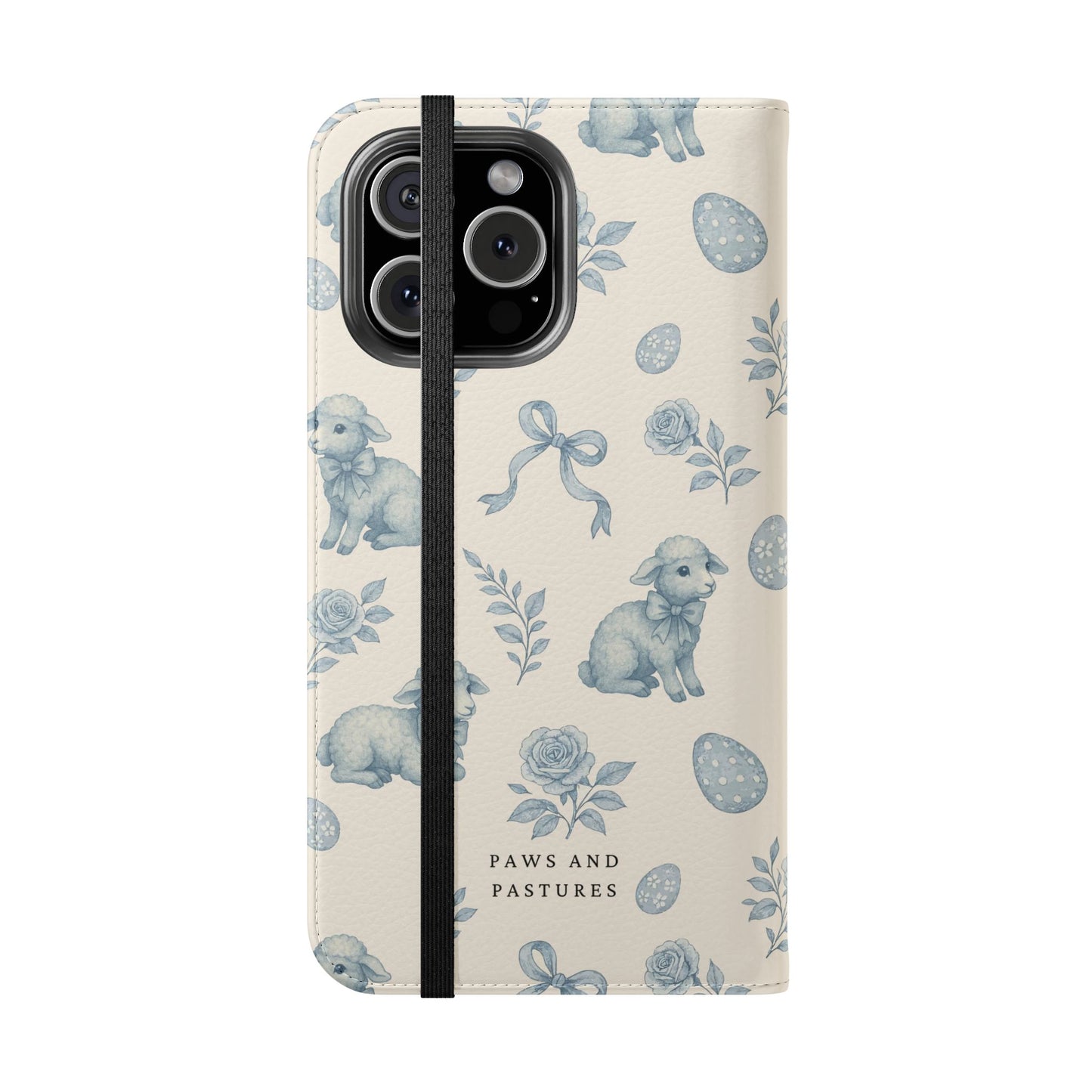 Flip Case — Pastel Blue Easter Lamb Pattern Phone Wallet