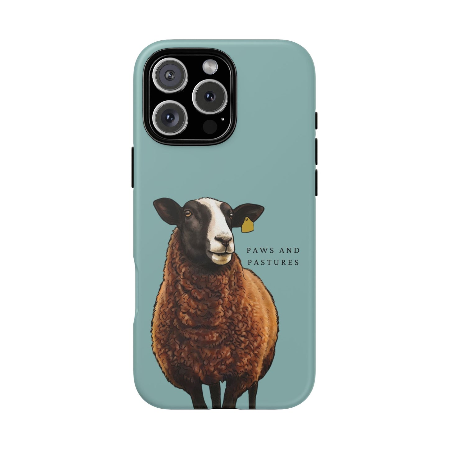 Zwartble Sheep Teal Phone Case — "Paws and Pastures" Rustic Farm Animal Protective Cover .