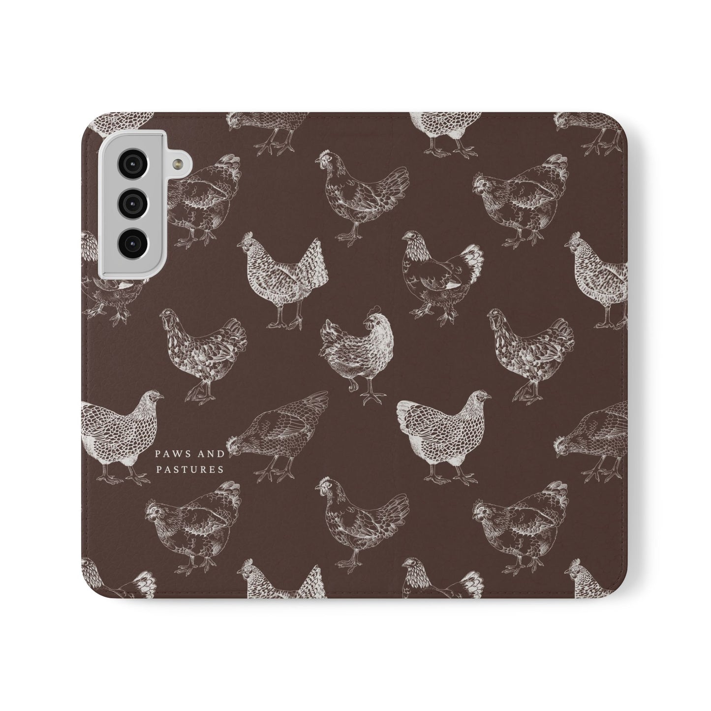 Chicken Pattern Flip Phone Case – Rustic Farmhouse Wallet Cover