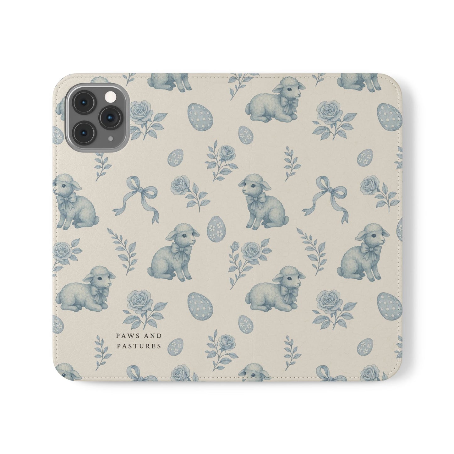 Flip Case — Pastel Blue Easter Lamb Pattern Phone Wallet