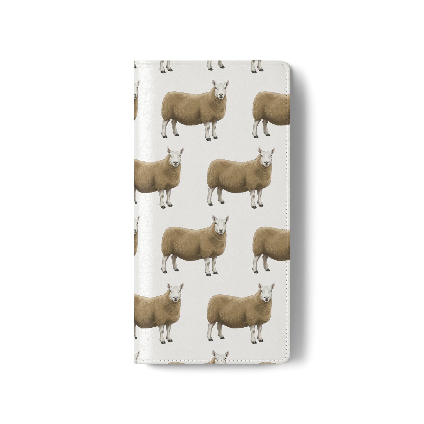 Cheviot Sheep Pattern Flip Phone Case – Cute Pastoral Wallet Cover with Card Slots