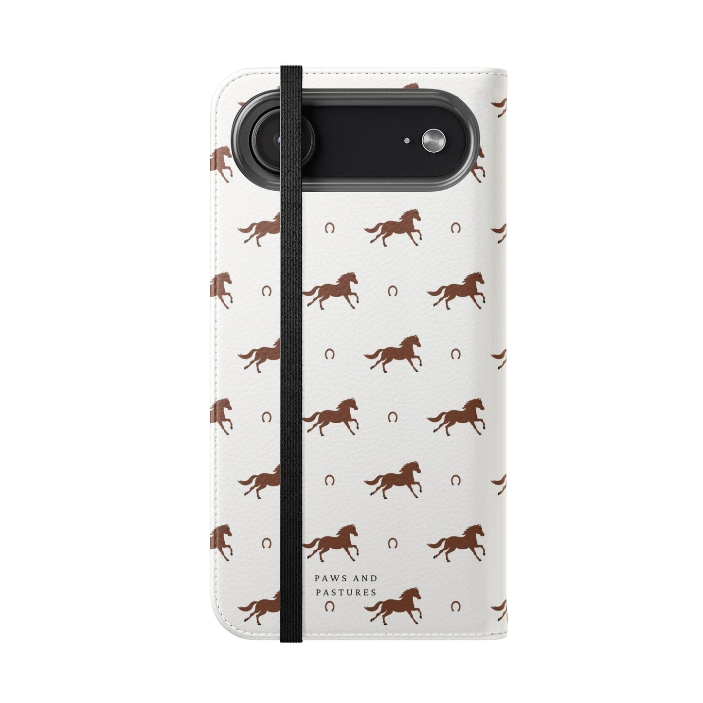 Horse Pattern Flip Case — Leather Wallet Phone Cover with Galloping Horses