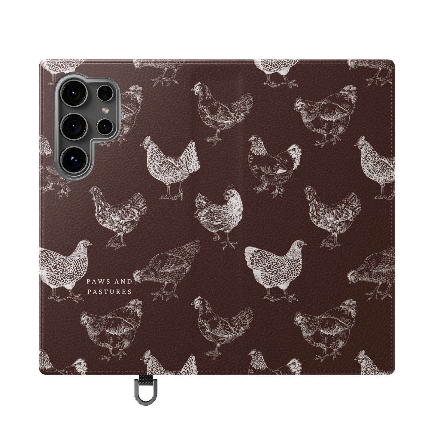Chicken Pattern Flip Phone Case – Rustic Farmhouse Wallet Cover