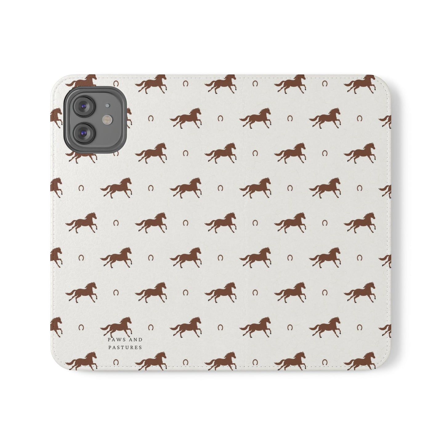 Horse Pattern Flip Case — Leather Wallet Phone Cover with Galloping Horses