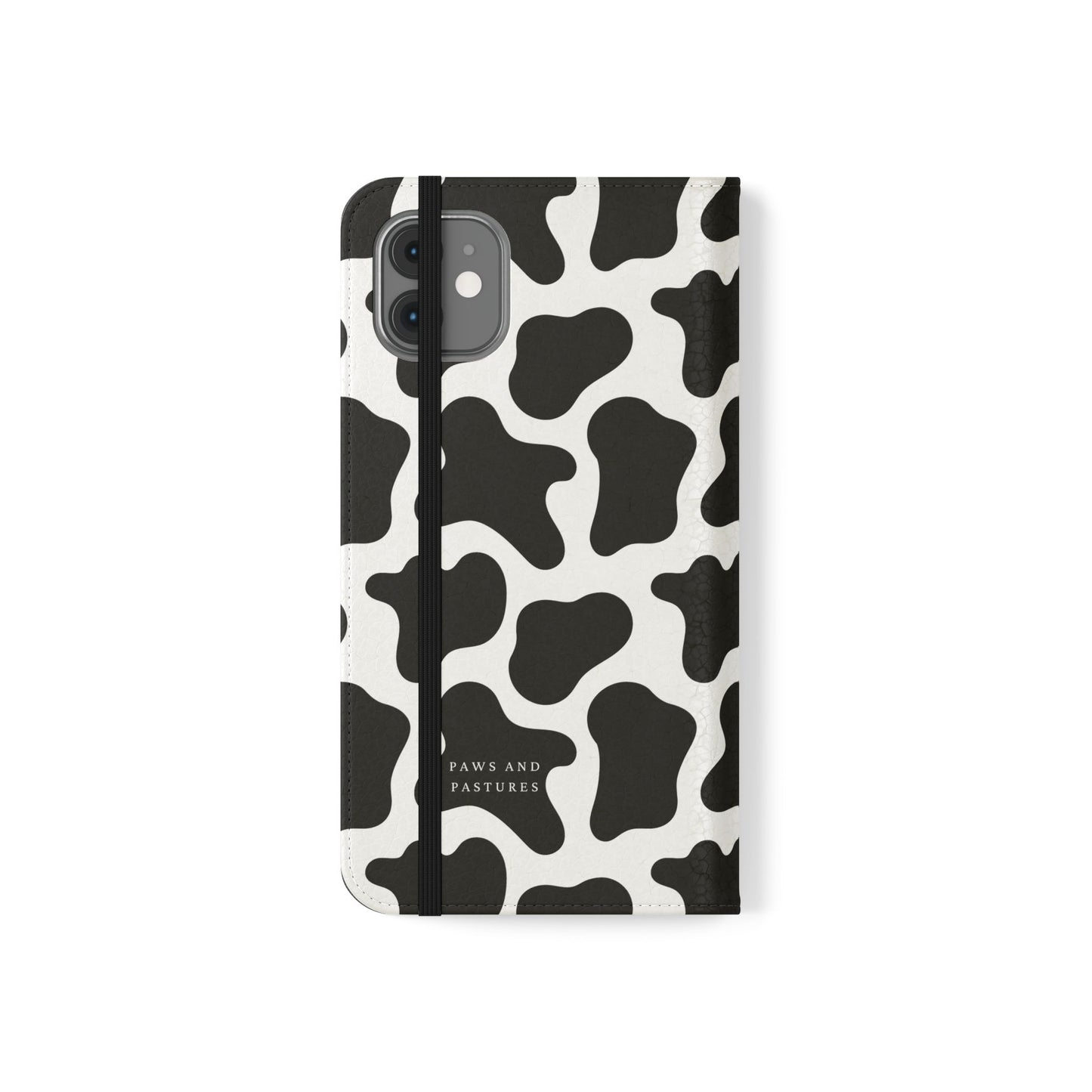 Cow Print Flip Phone Case — Black & White Wallet Flip Case